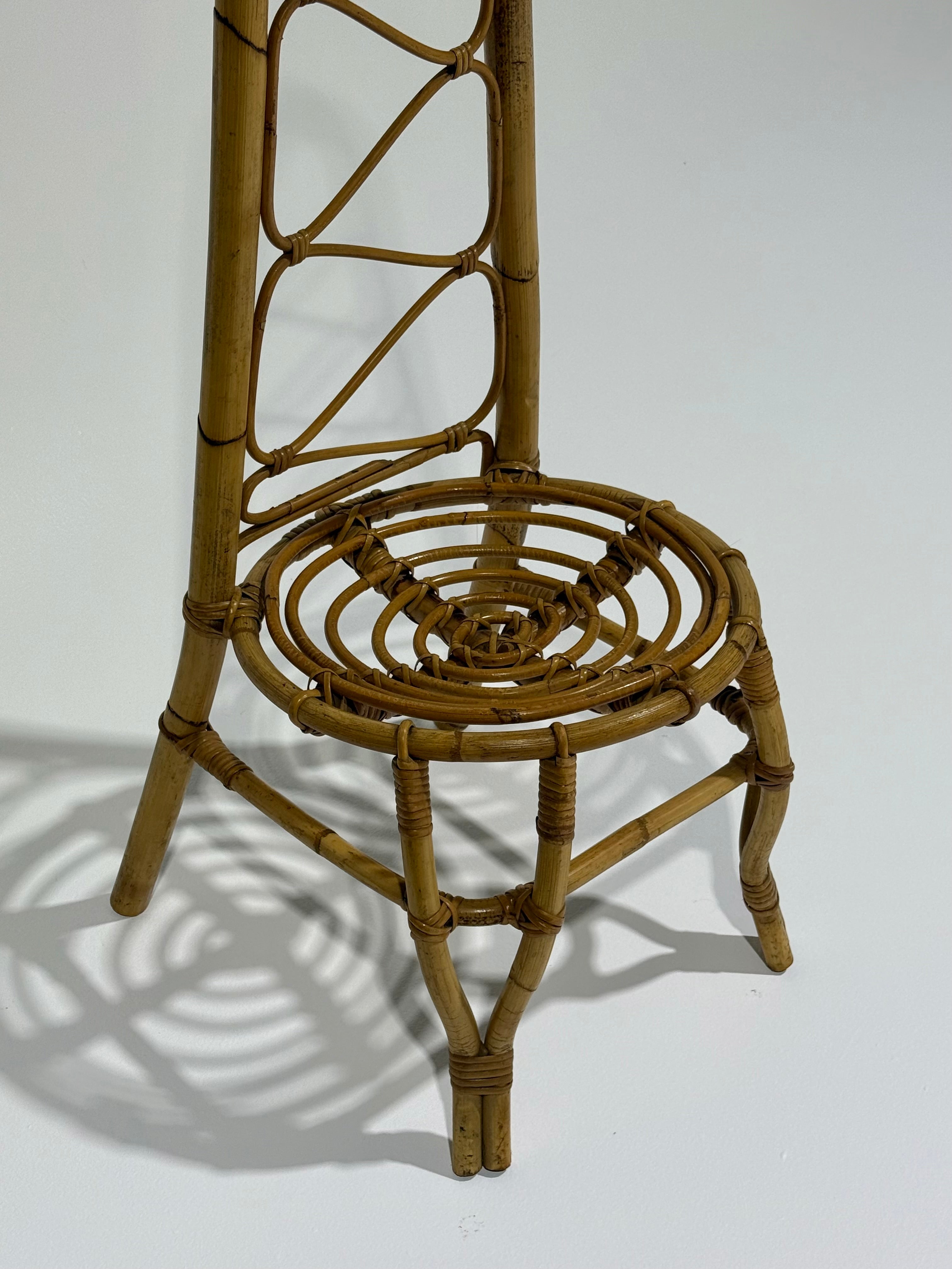 Italian Bamboo High Back Chair by Bonacina