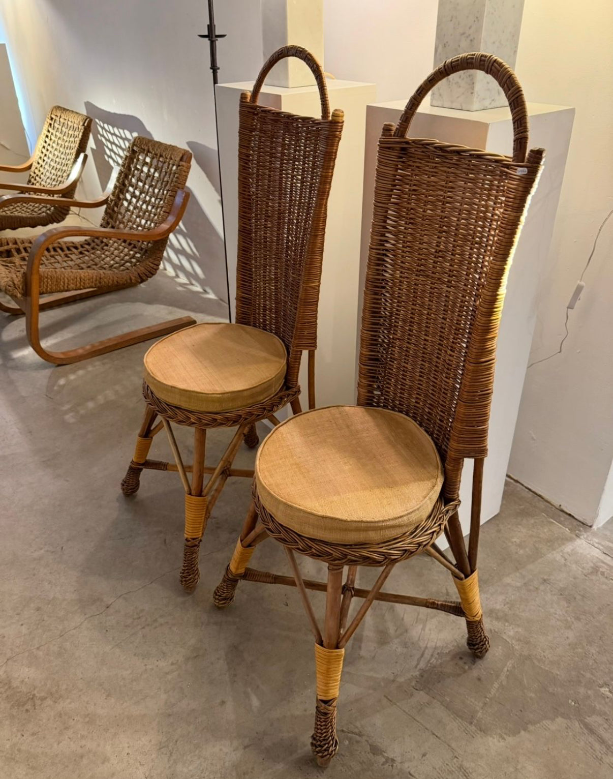 French Bamboo High Back Chair - Two Available