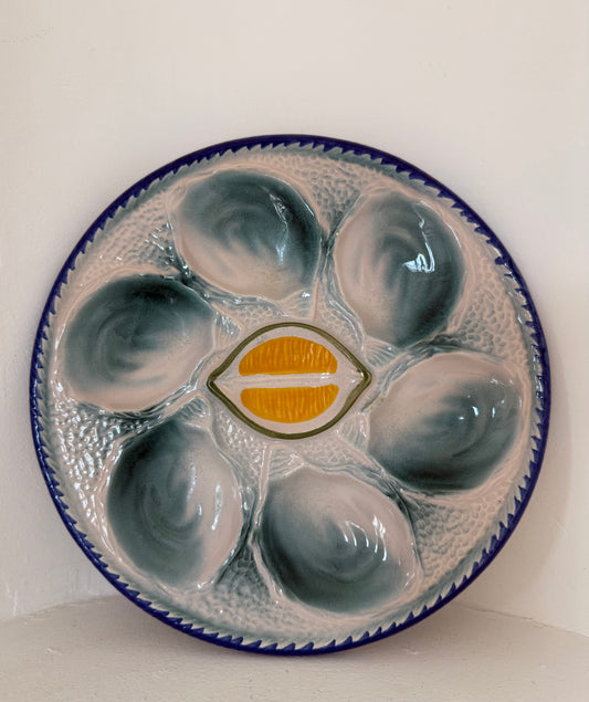 Antique French Ceramic Oyster Plate - Four Available