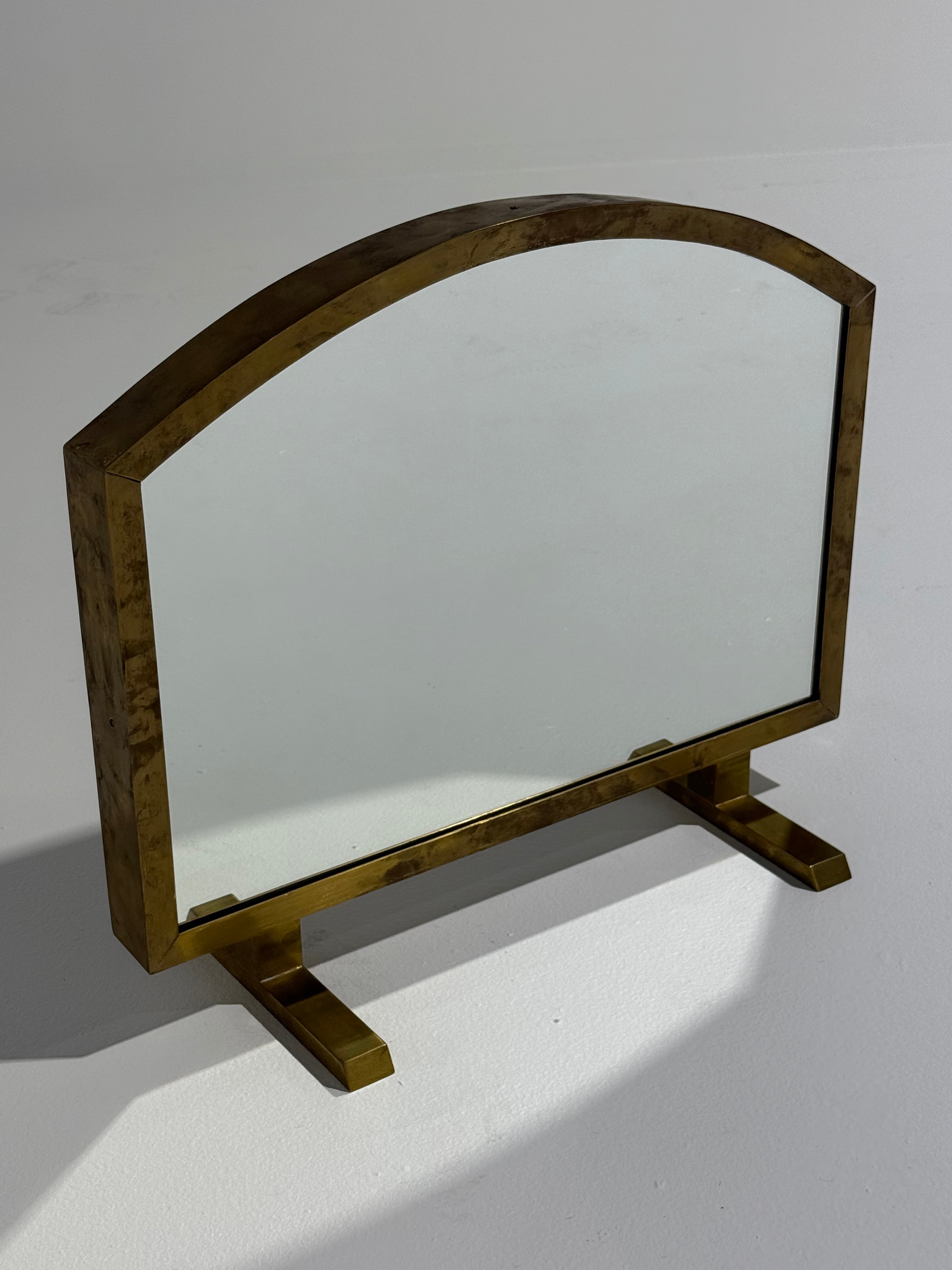 Vintage Italian Brass Vanity or Table Mirror