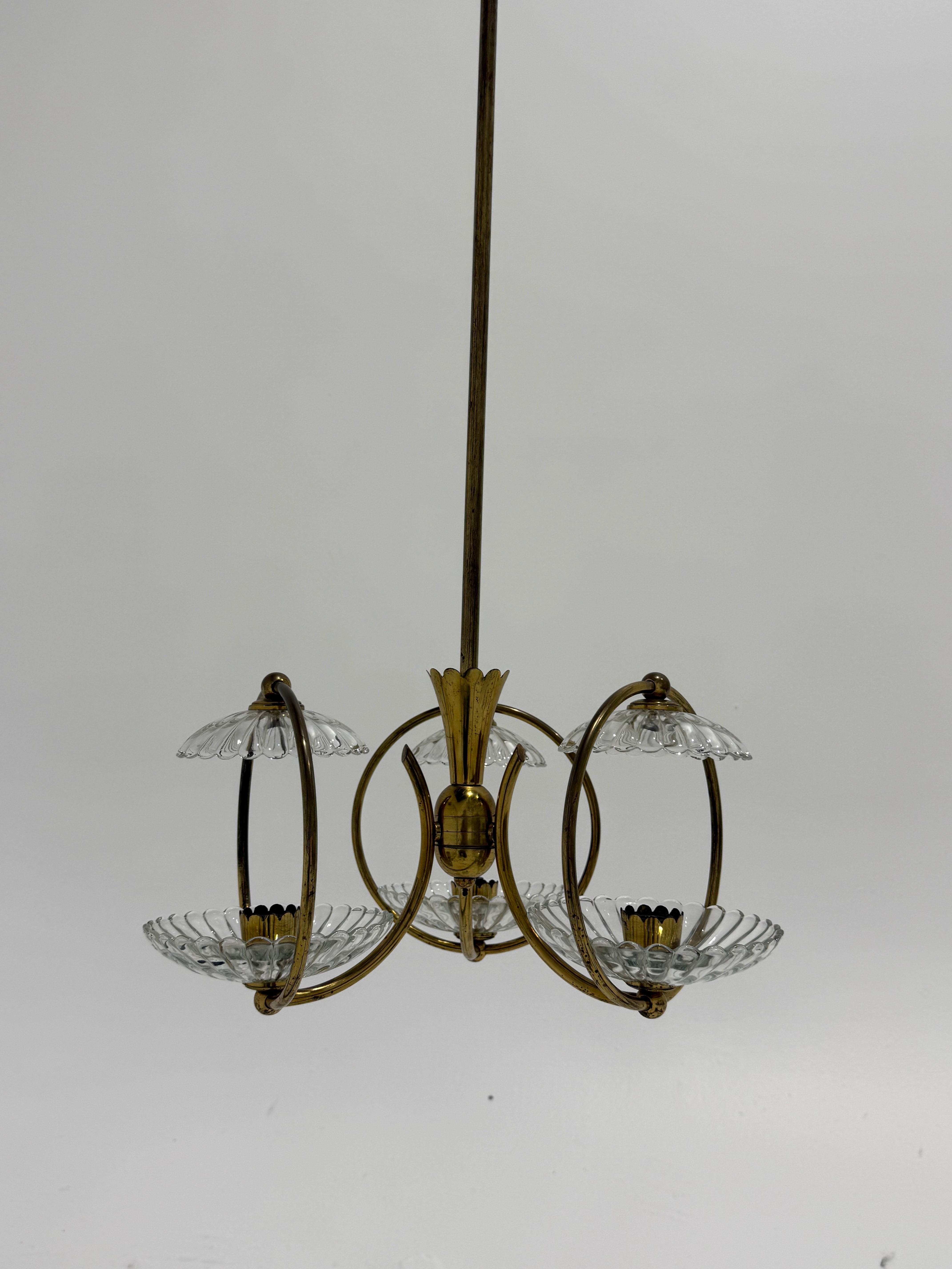 Murano Glass Triple Bowl Pendant by Barovier