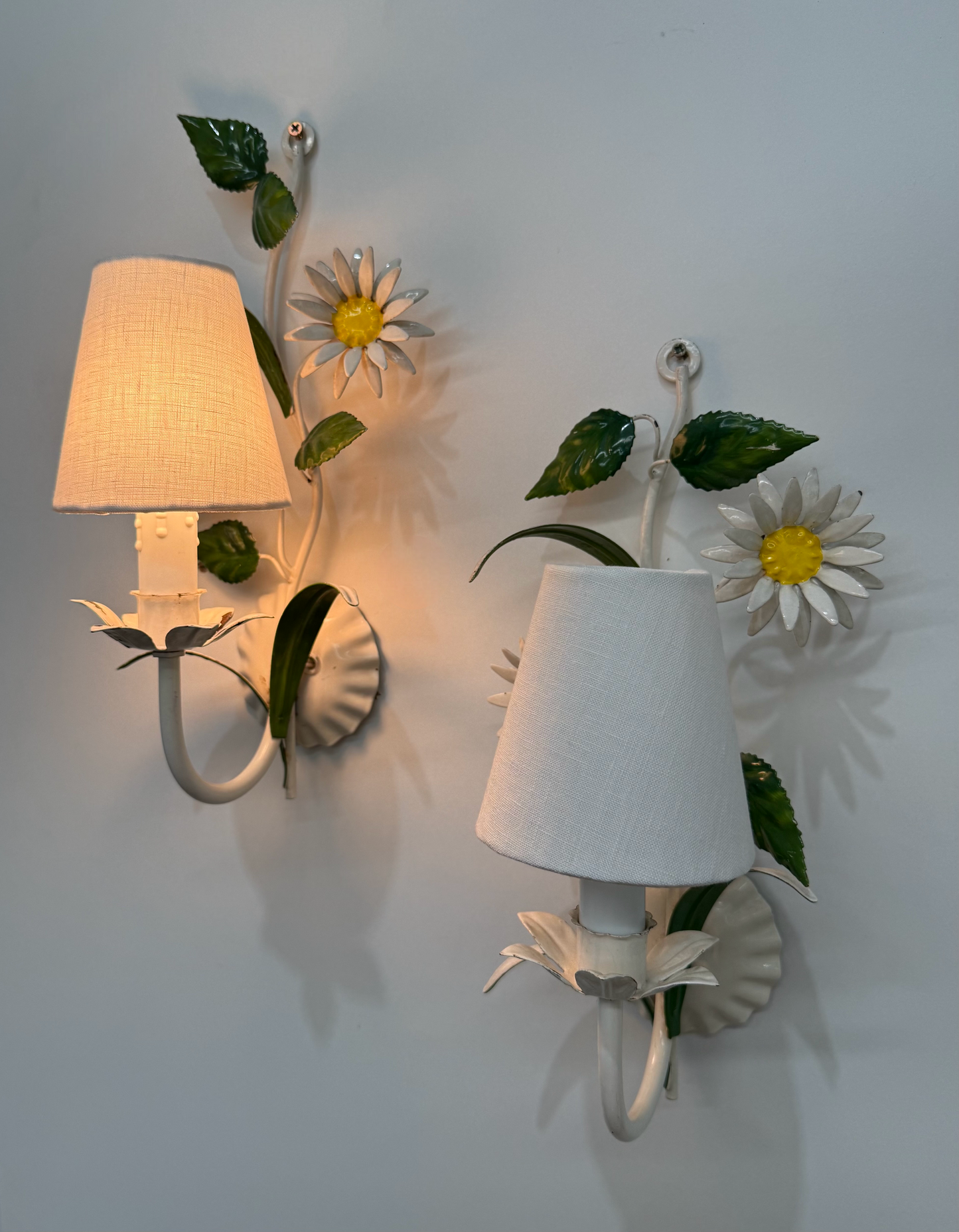 Pair of 1950’s French Floral Wall Lights