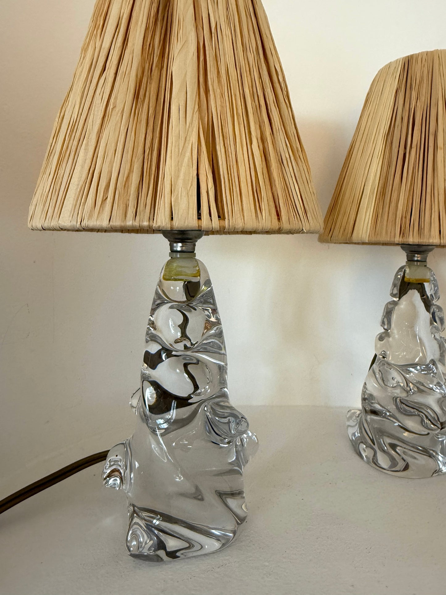 Pair of Antique French Crystal Lamps by Charles Schneider