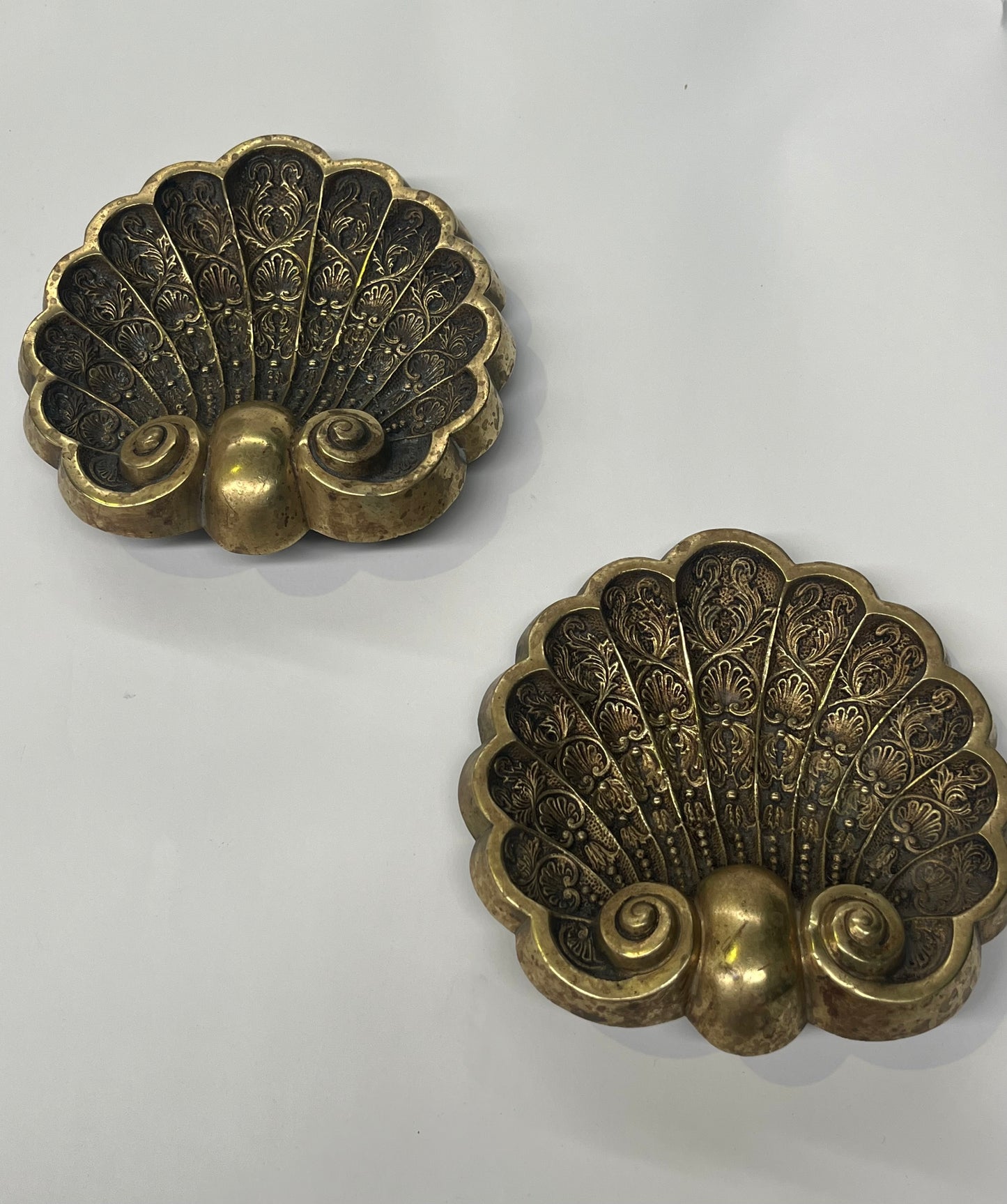 Vintage Brass Shell Wall Hanging - Two Available