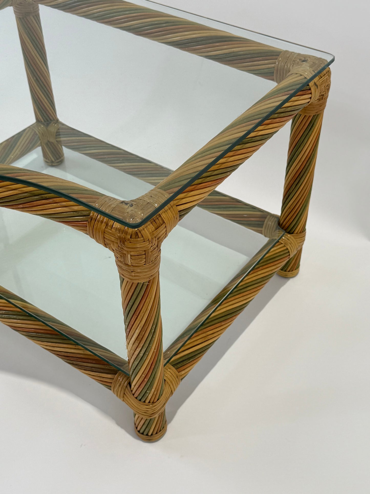 Vintage Italian Wicker Side Table by Studio Smania - Two Available