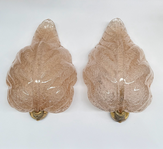 Pair of Foglia Murano Wall Lights