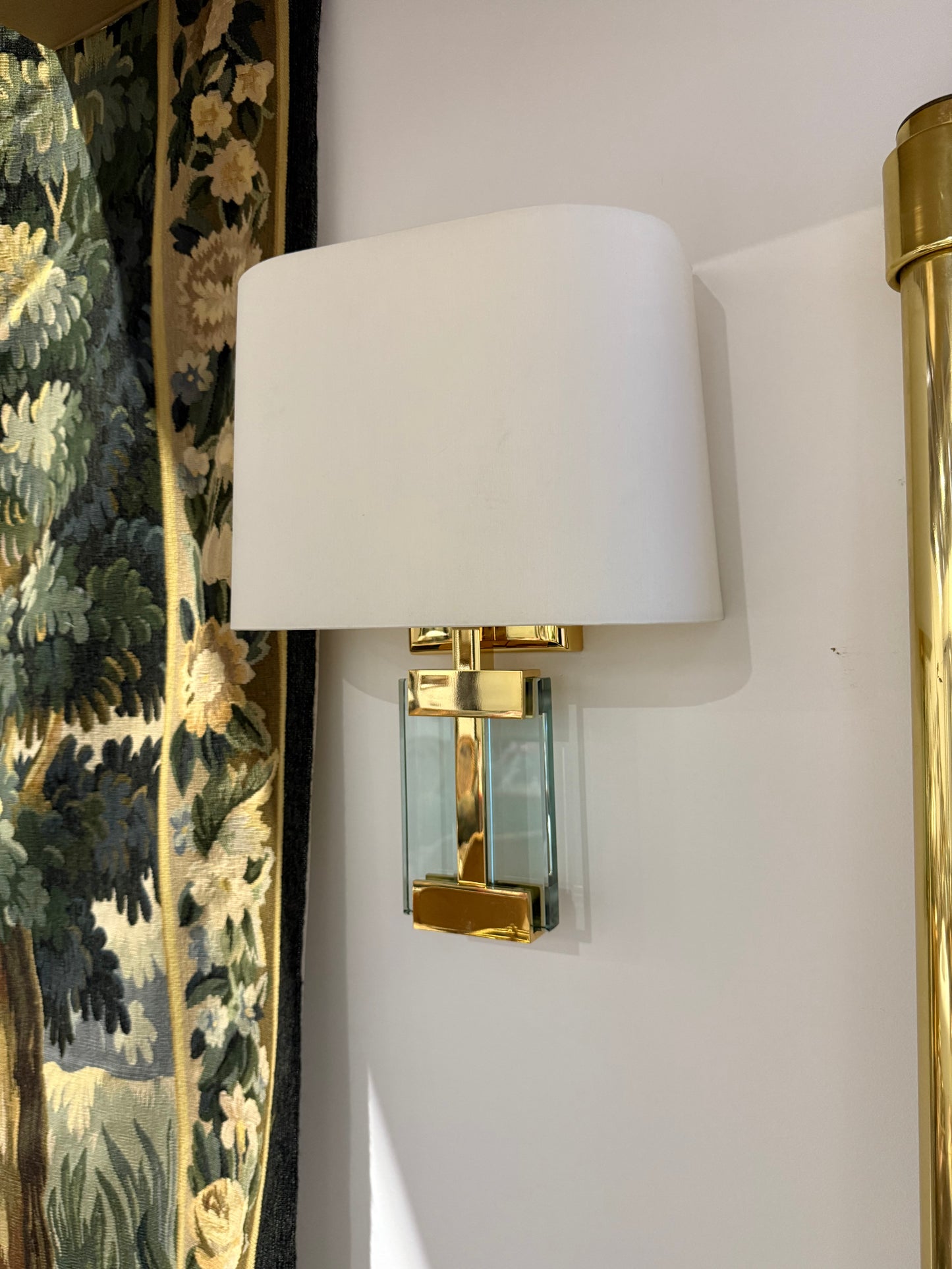 1960’s Italian Glass and Brass Wall Light - Two Available