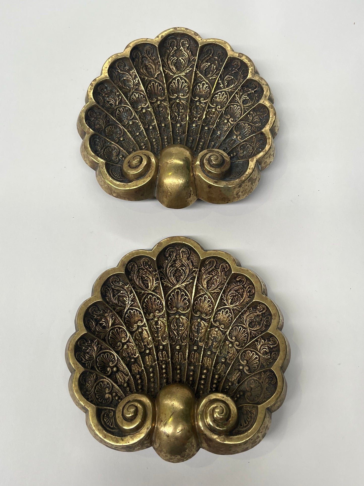 Vintage Brass Shell Wall Hanging - Two Available