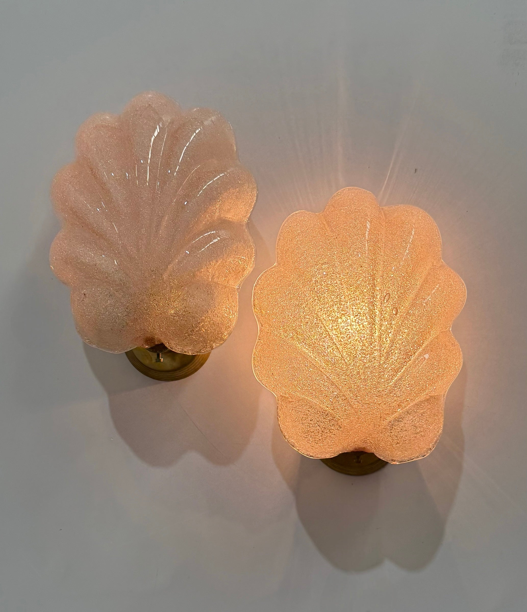 Pair of Murano Glass Shell Wall Lights
