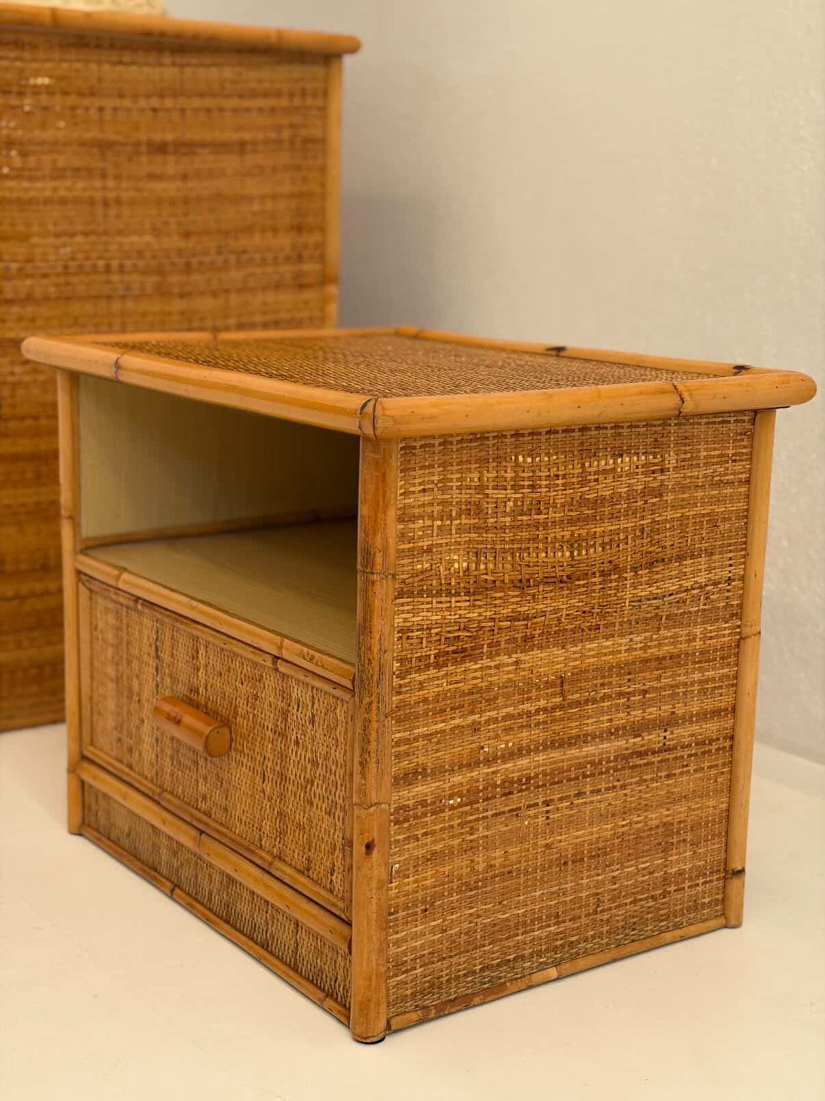 PRE-ORDER: Pair of Italian Bamboo Bedsides by Dal Vera