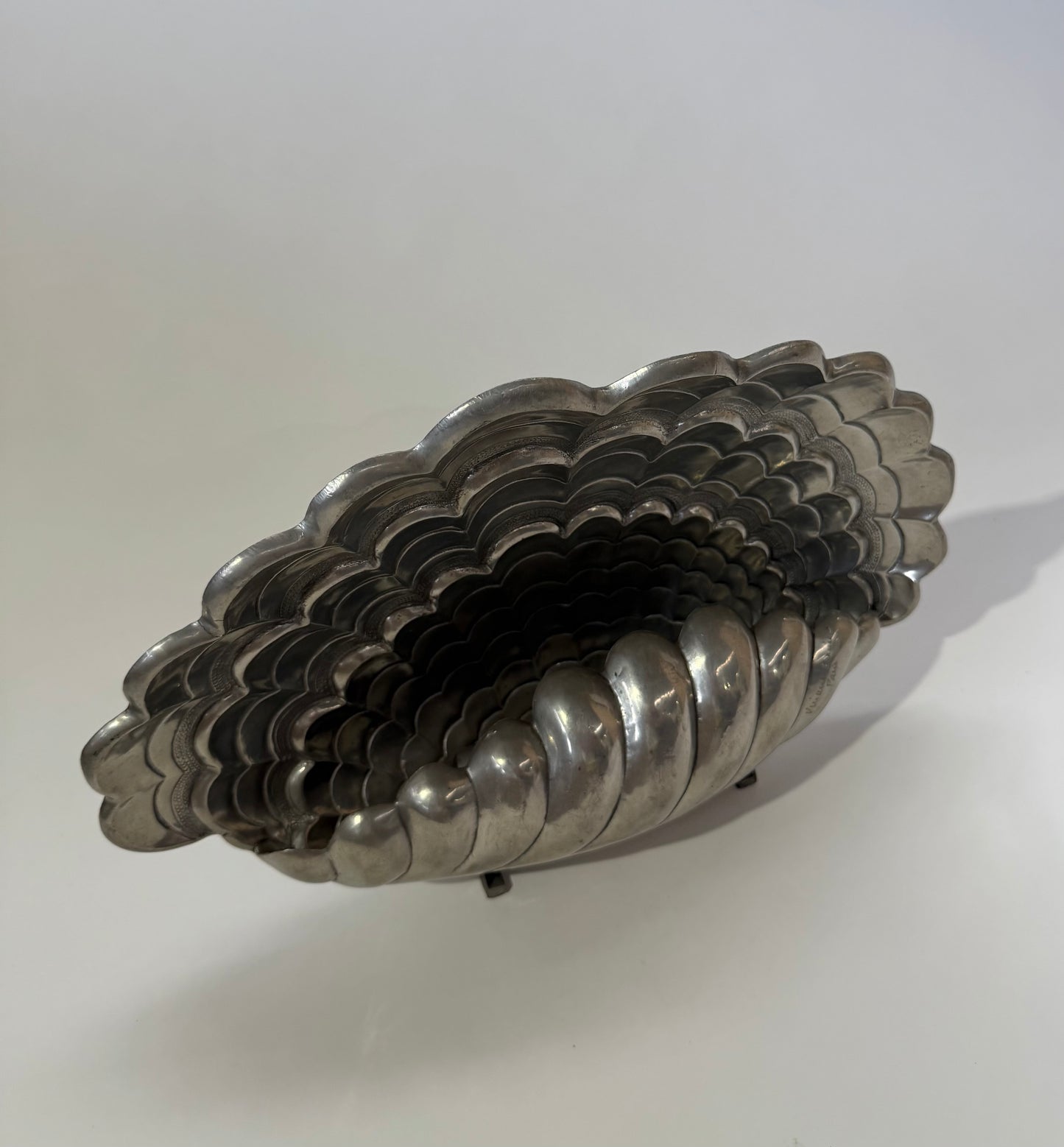 French Pewter Shell Lamp by Vincent Garnier