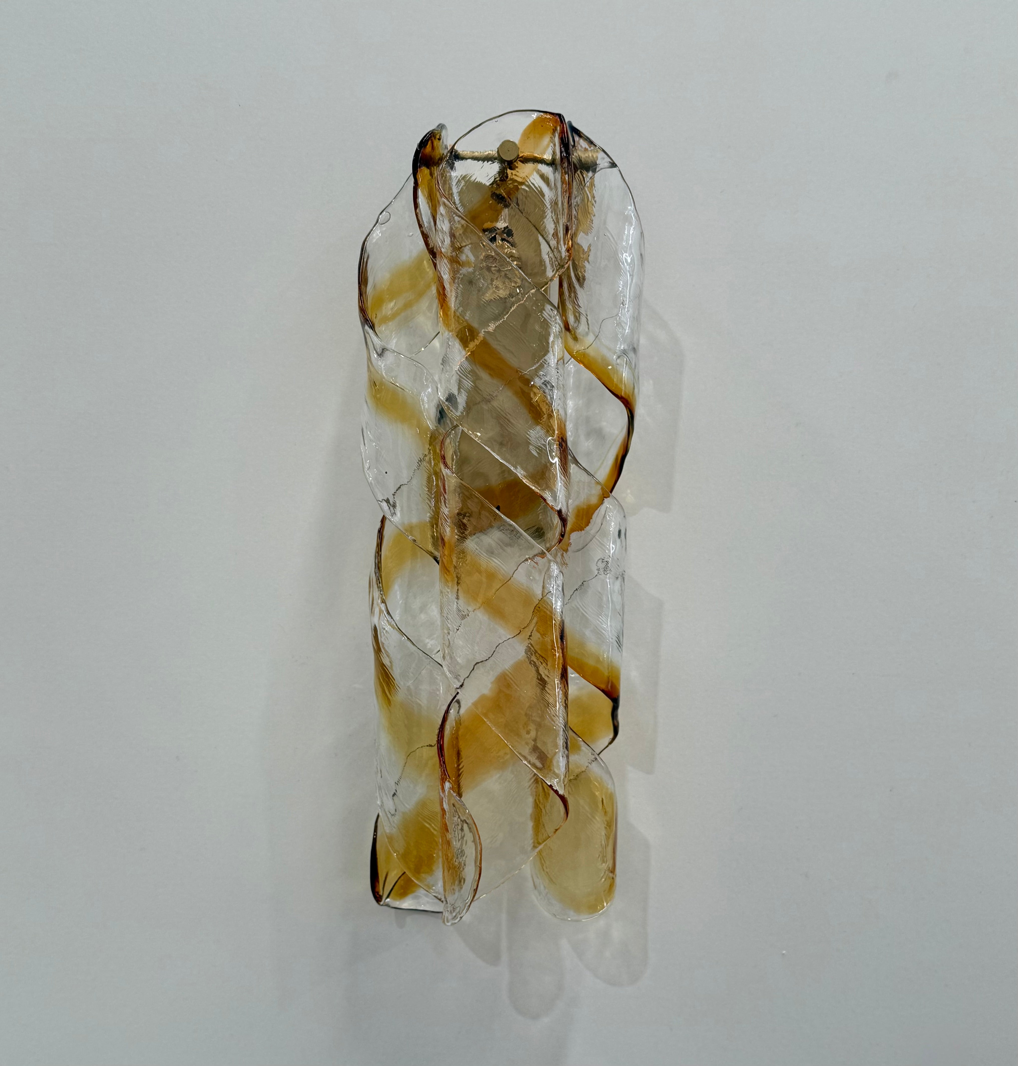 Pair of Murano “Torciglione” Wall Lights by Mazzega
