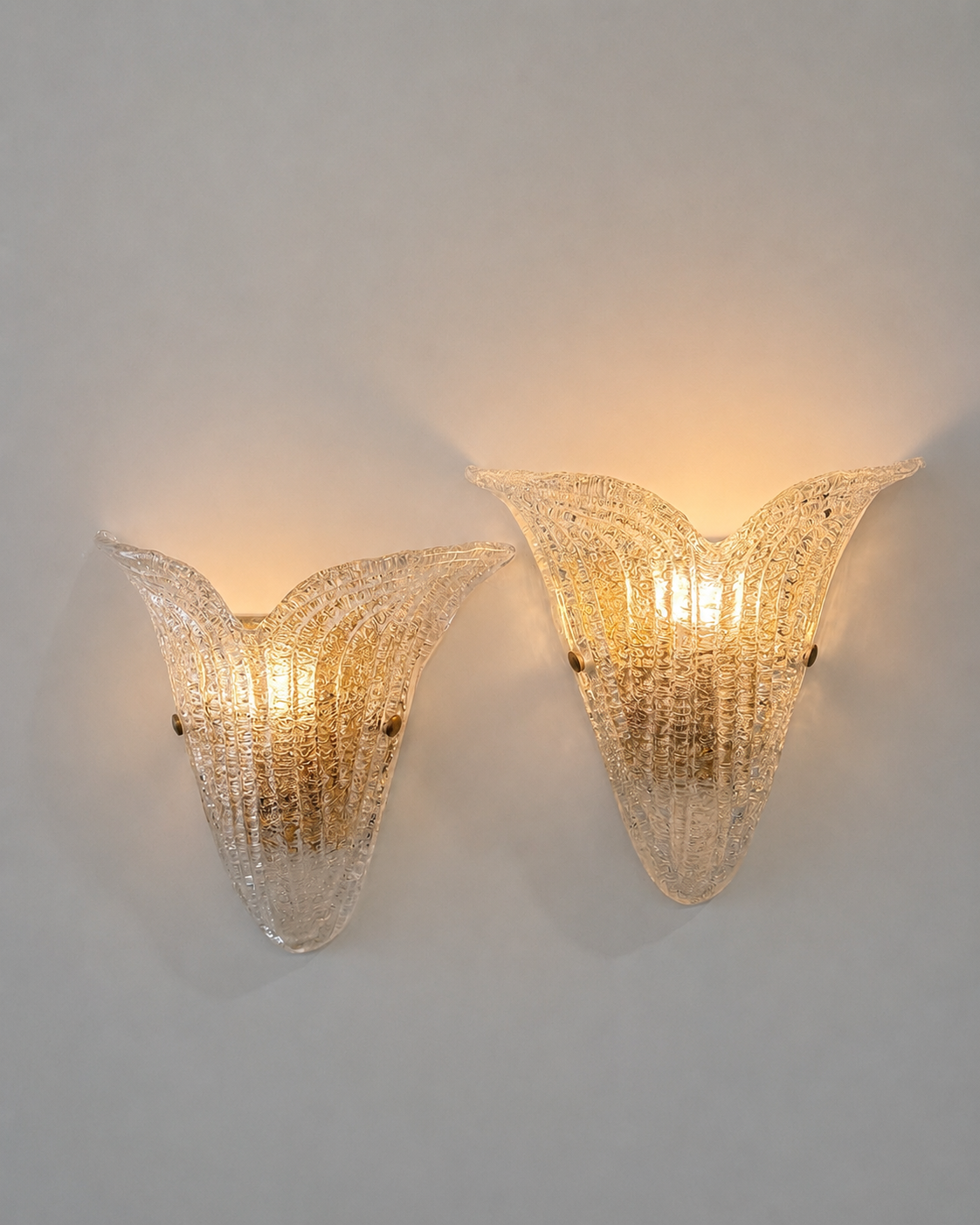 Pair of Vintage Murano Scalloped Wall Lights