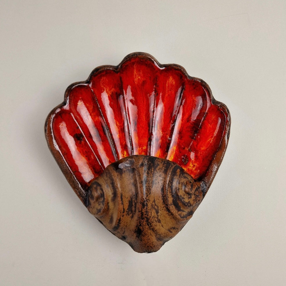 Large French Ceramic Shell Wall Light - Two Available