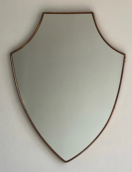 Vintage Italian Brass Shield Mirror