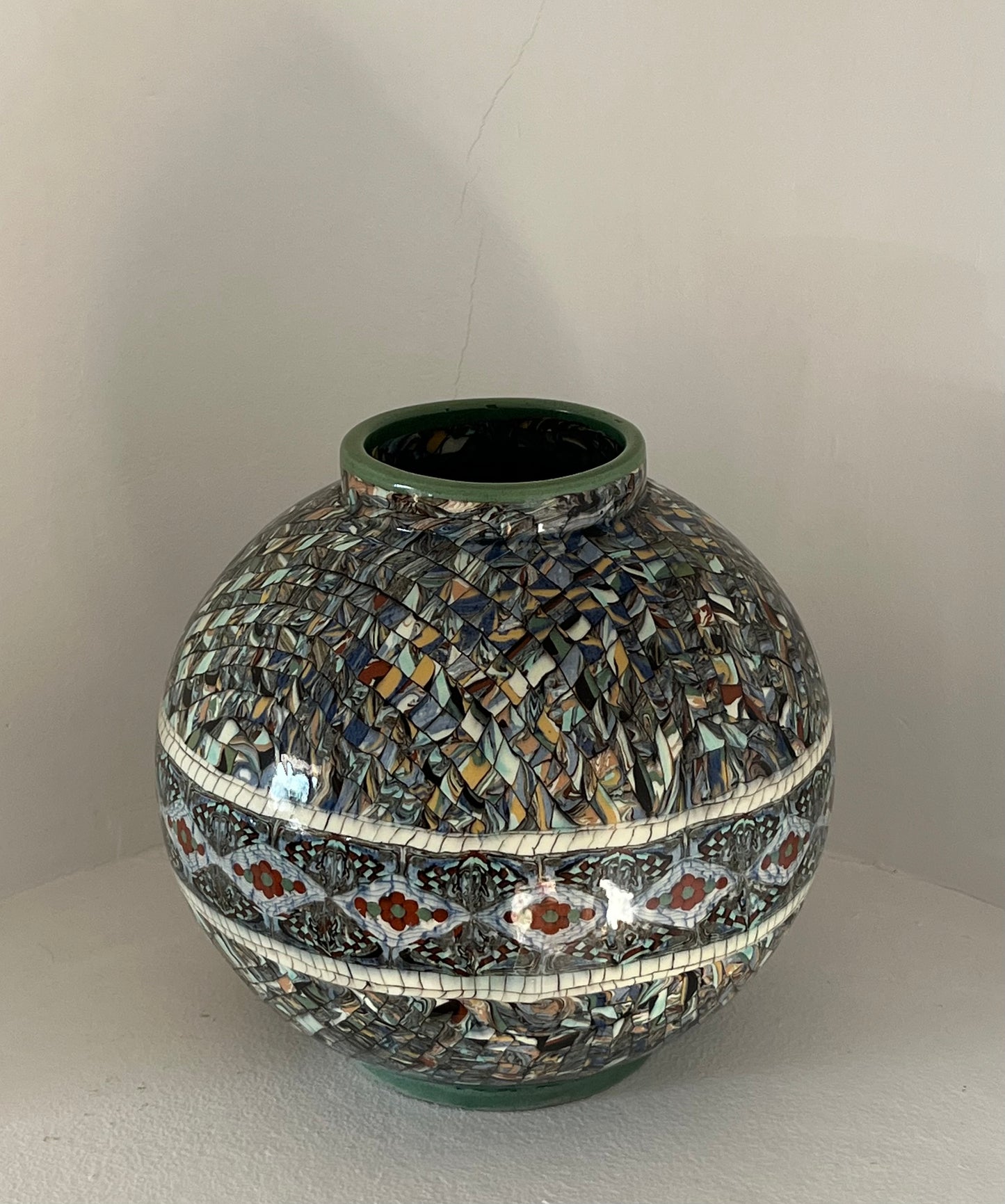 French Ceramic Mosaic Vase by Jean Gerbino, Vallauris