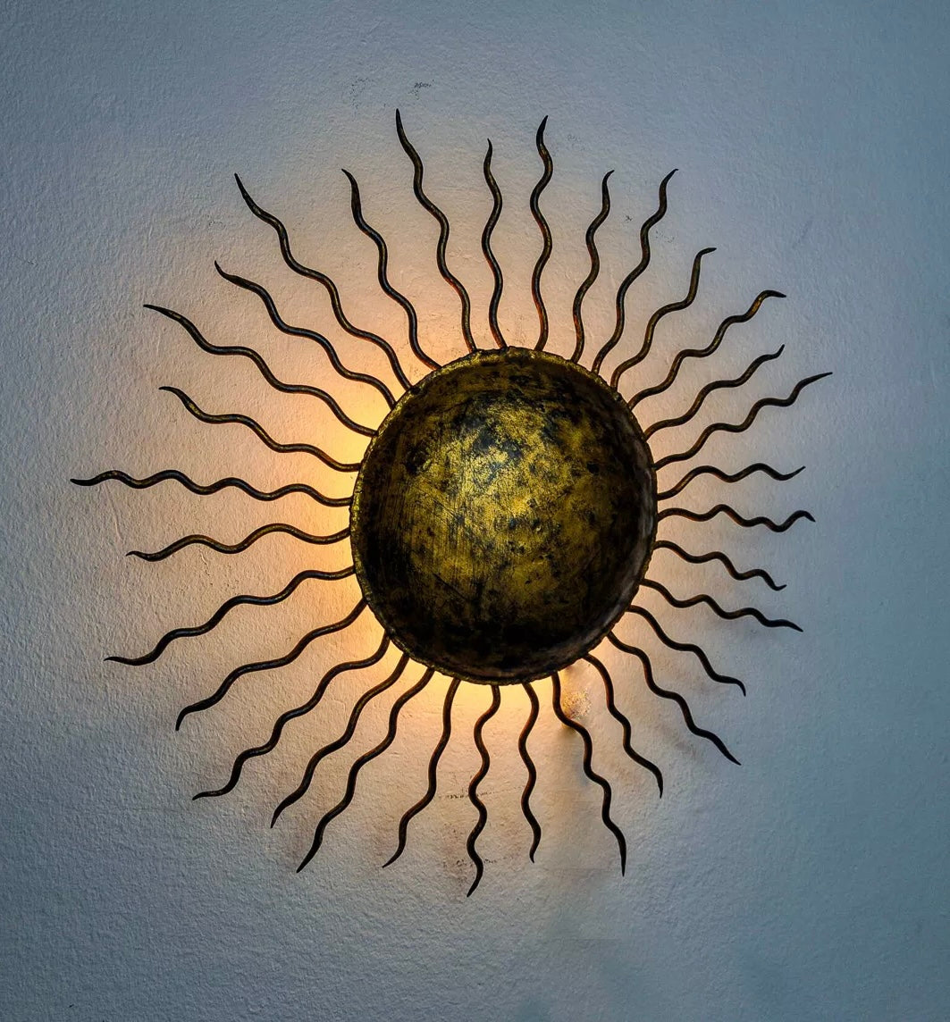 1970’s Spanish Sun Wall / Ceiling Light - Two Available