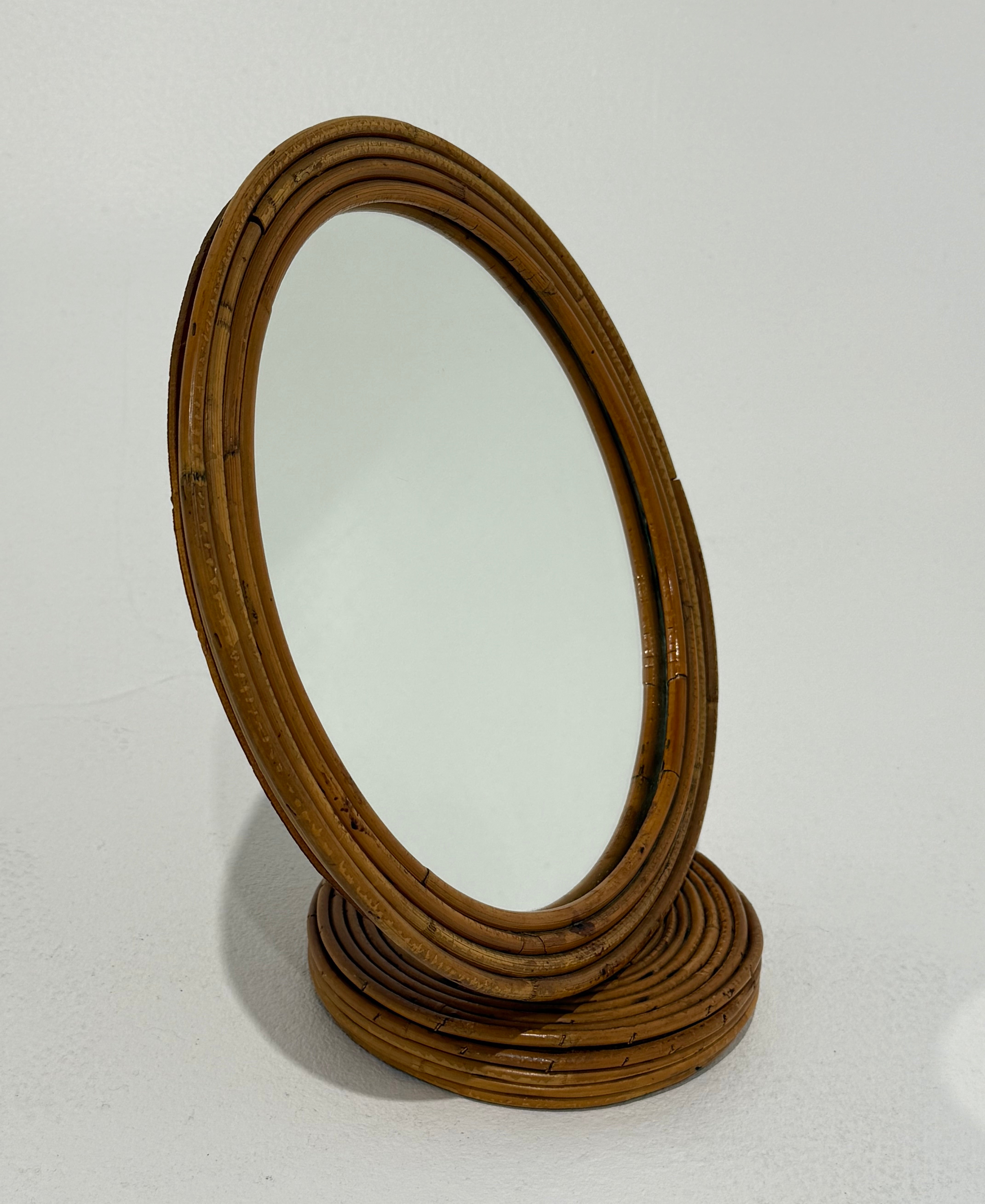 French Bamboo Vanity Mirror by Louis Sognot - Two Available
