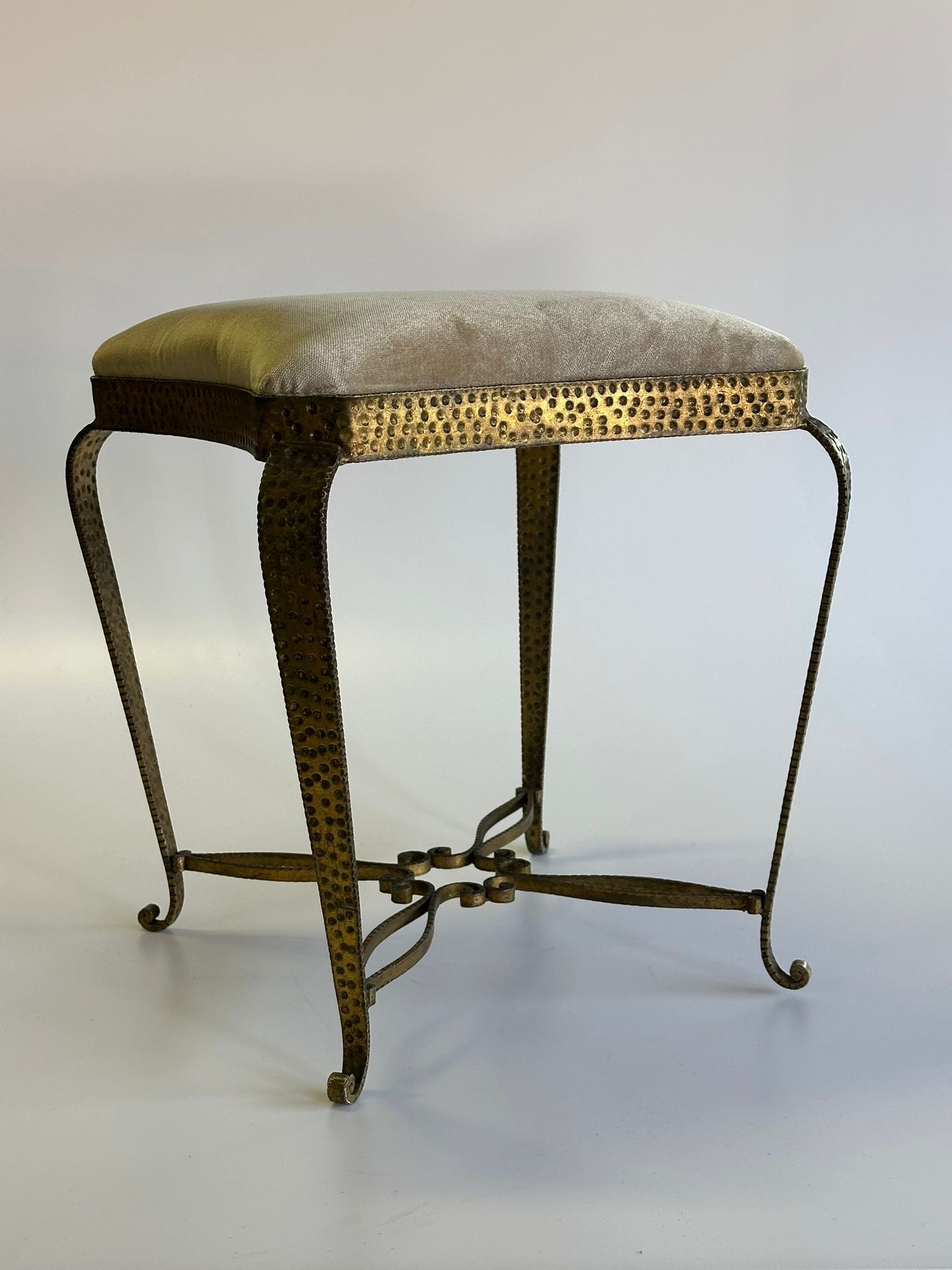 PRE-ORDER: Gilded Iron Stool by Pierluigi Colli - Two Available