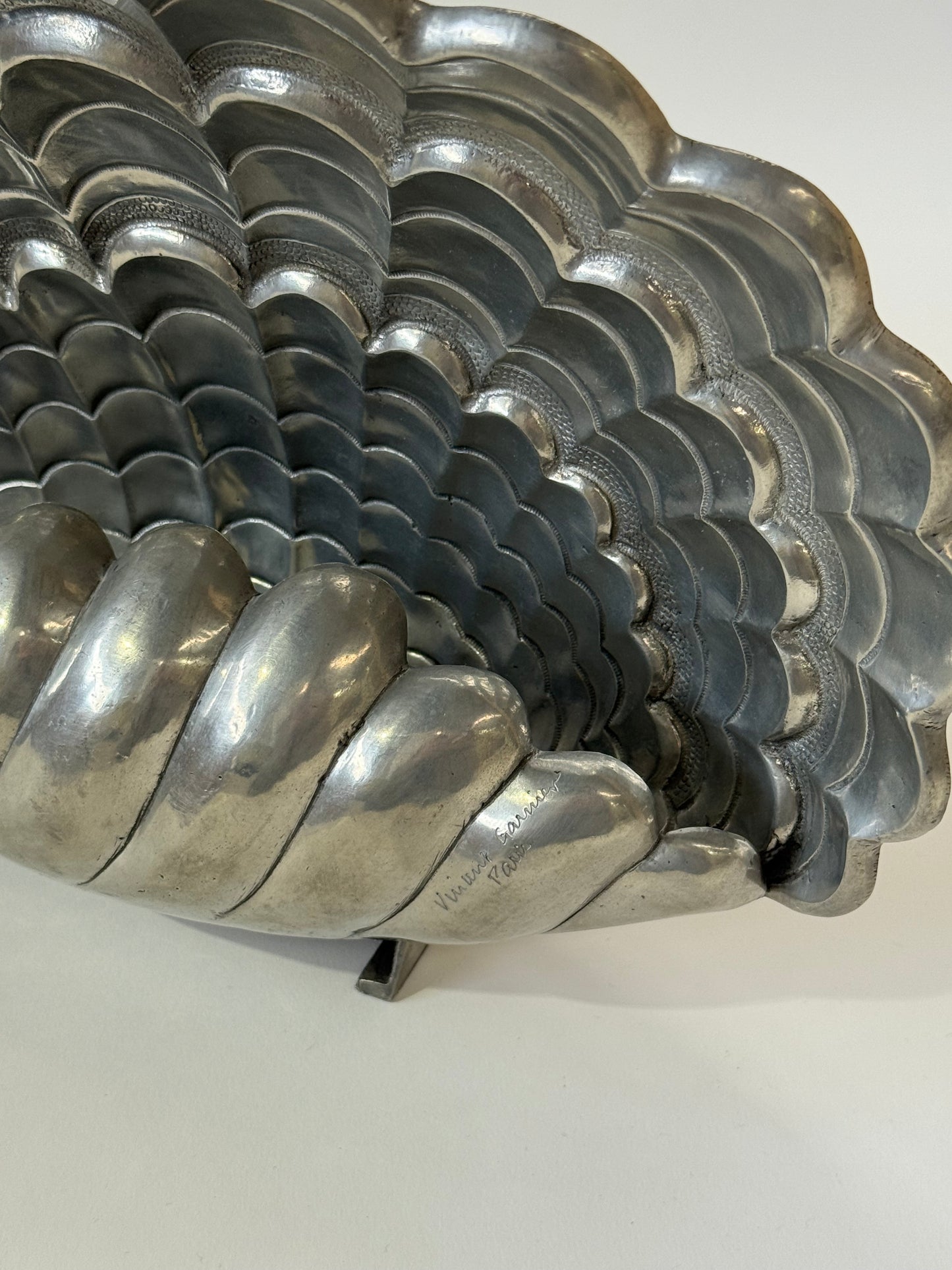 French Pewter Shell Lamp by Vincent Garnier