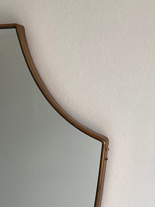 Vintage Italian Brass Shield Mirror