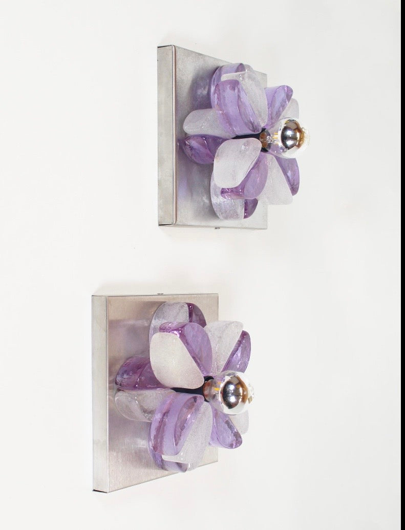 Pair of Murano Glass Wall Lights by Poliarte