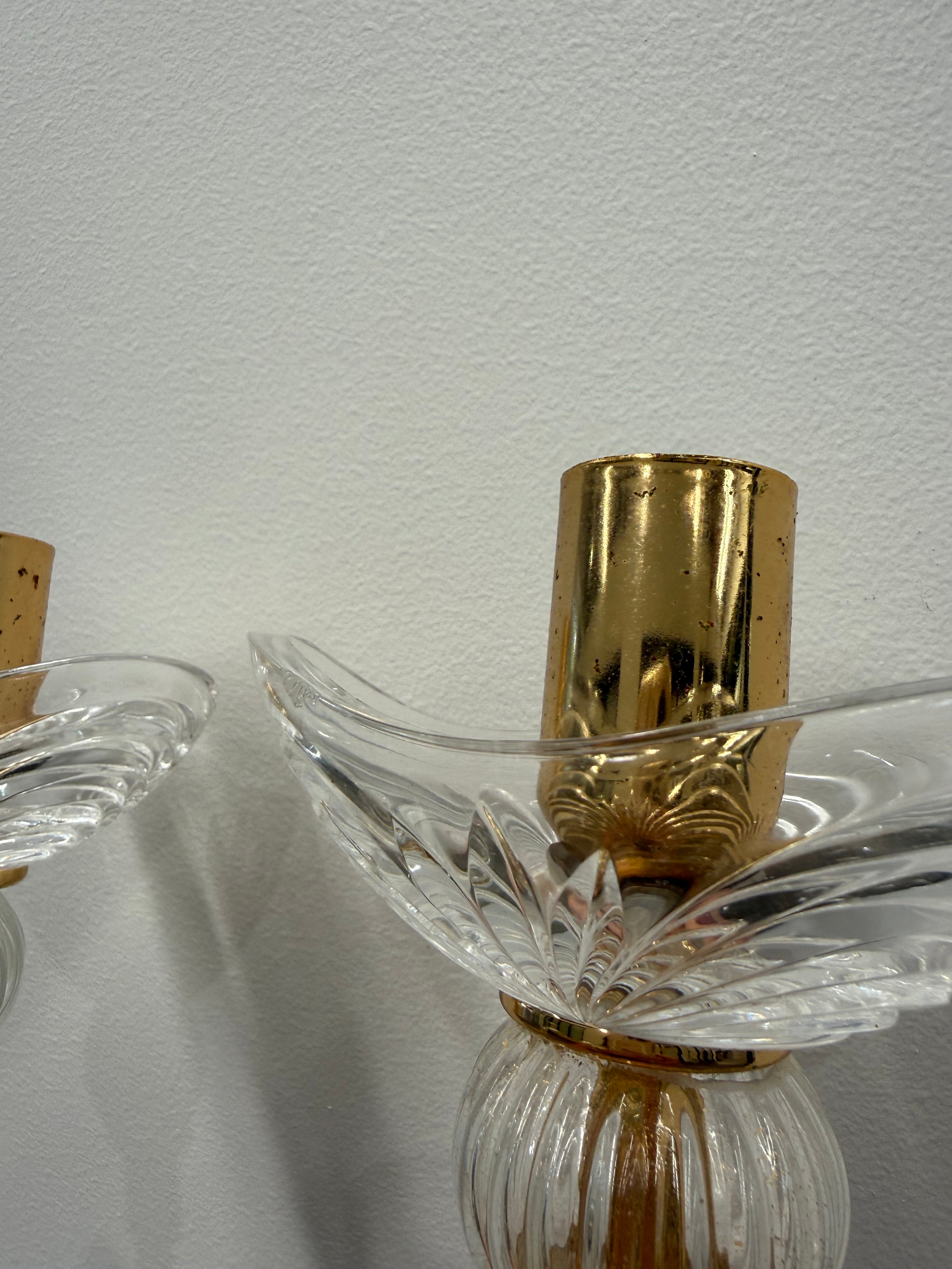 Pair of Vintage Italian Glass Wall Lights