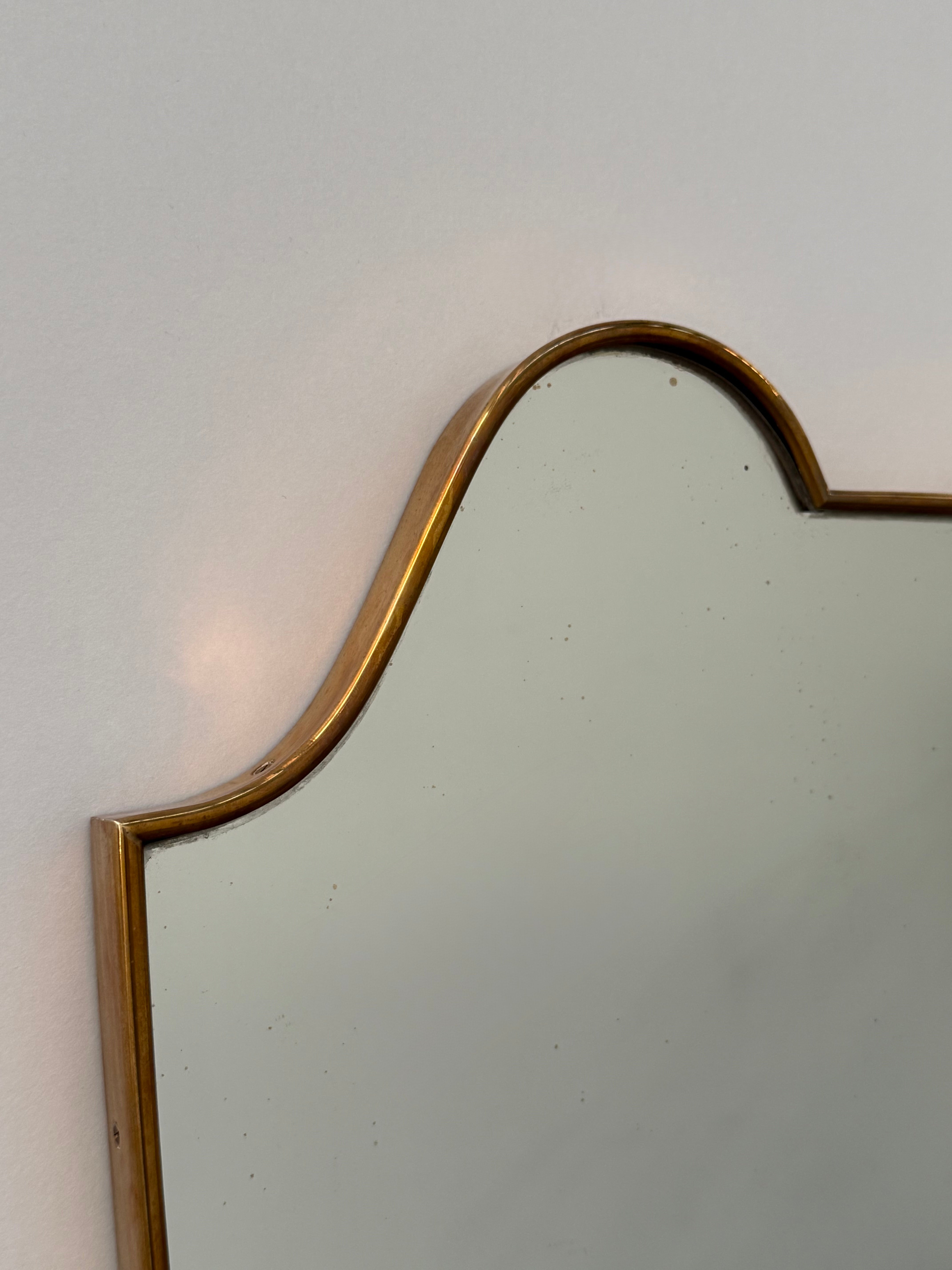Vintage Italian Brass Shield Mirror