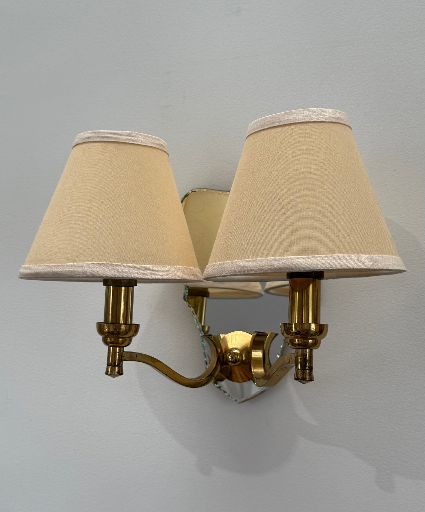 Pair of French Glass Mirrored Wall Lights