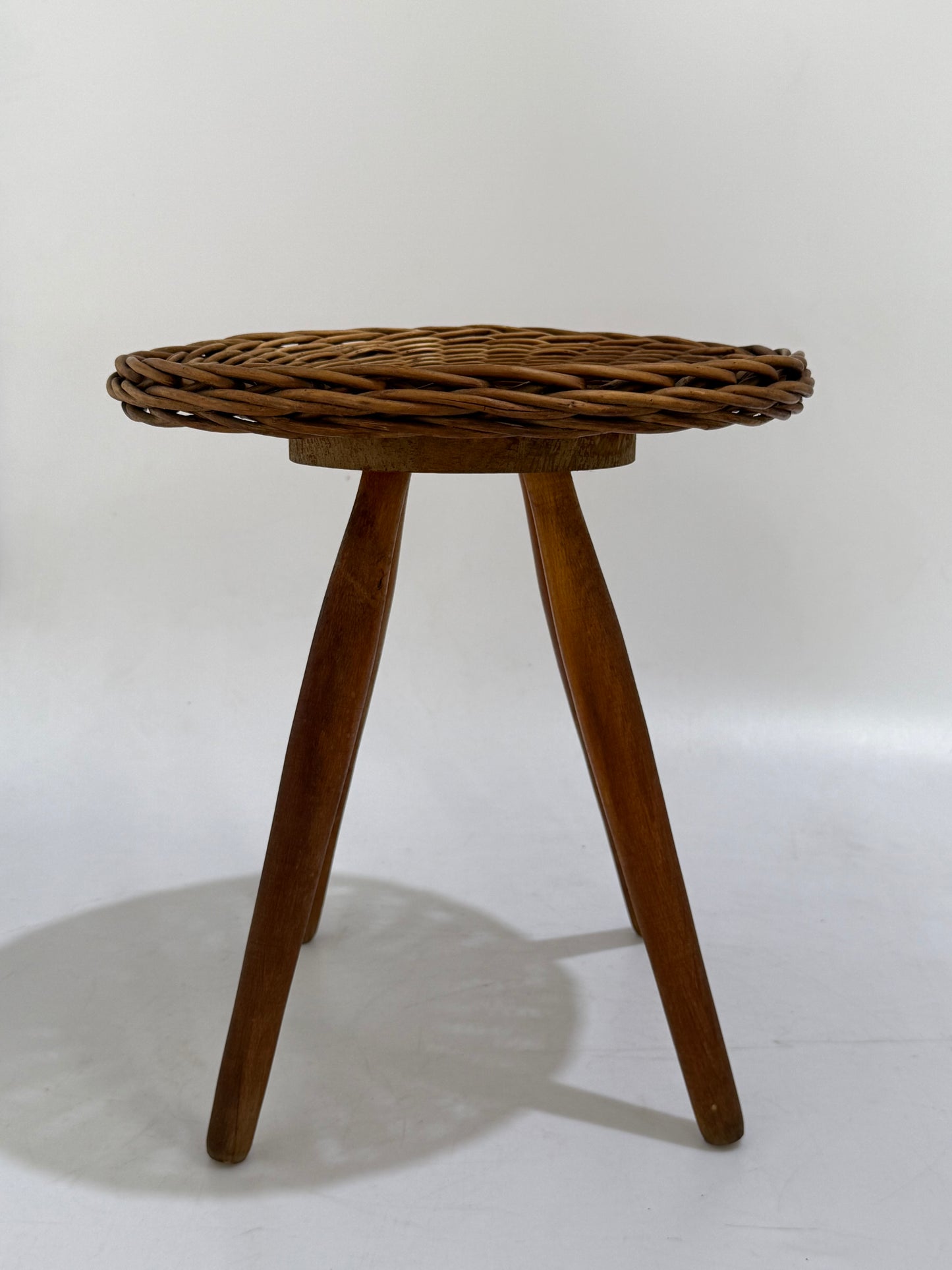 Vintage Wicker Stool by Jan Kalous