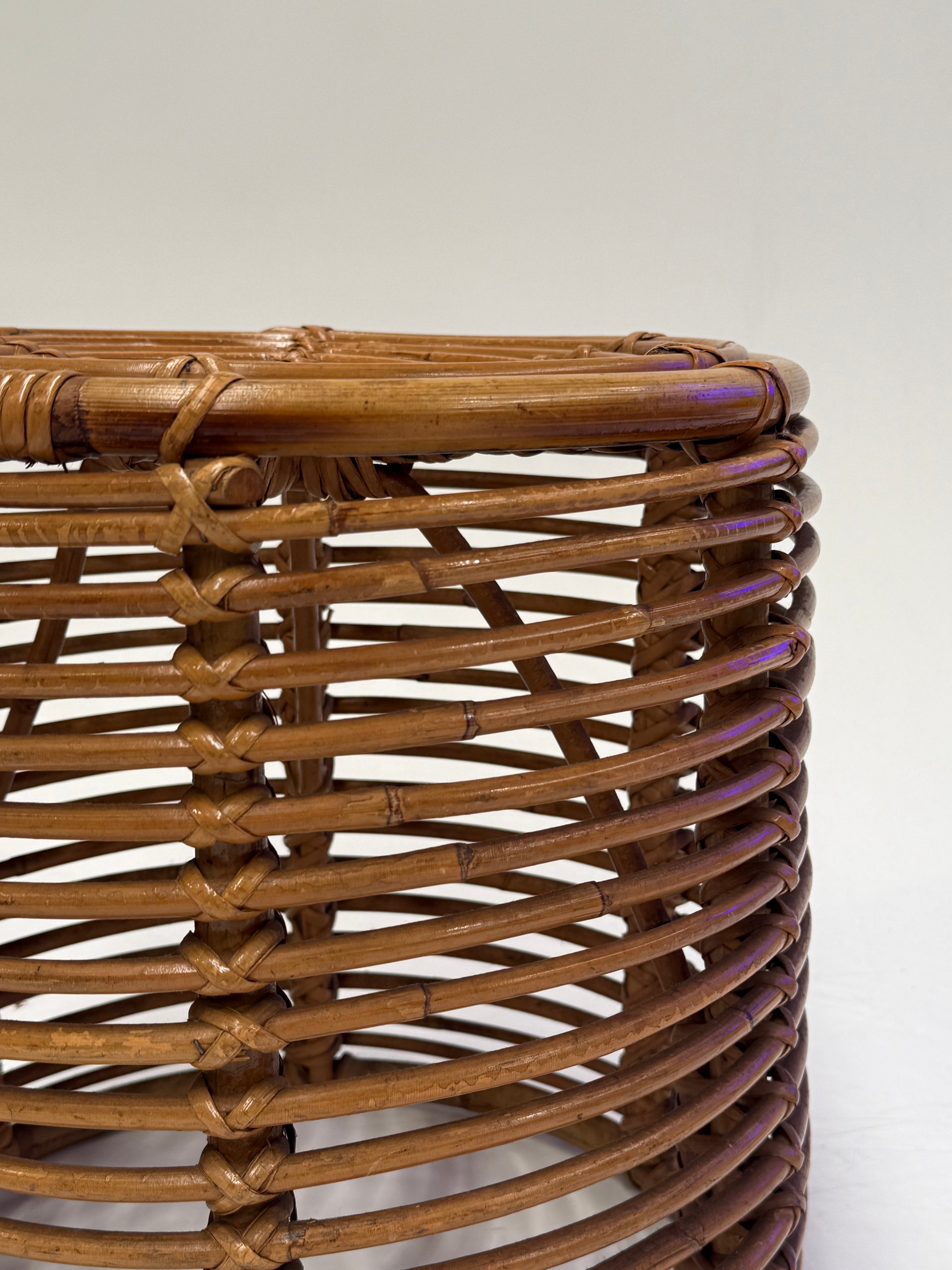 Vintage Italian Bamboo Stool by Tito Agnoli