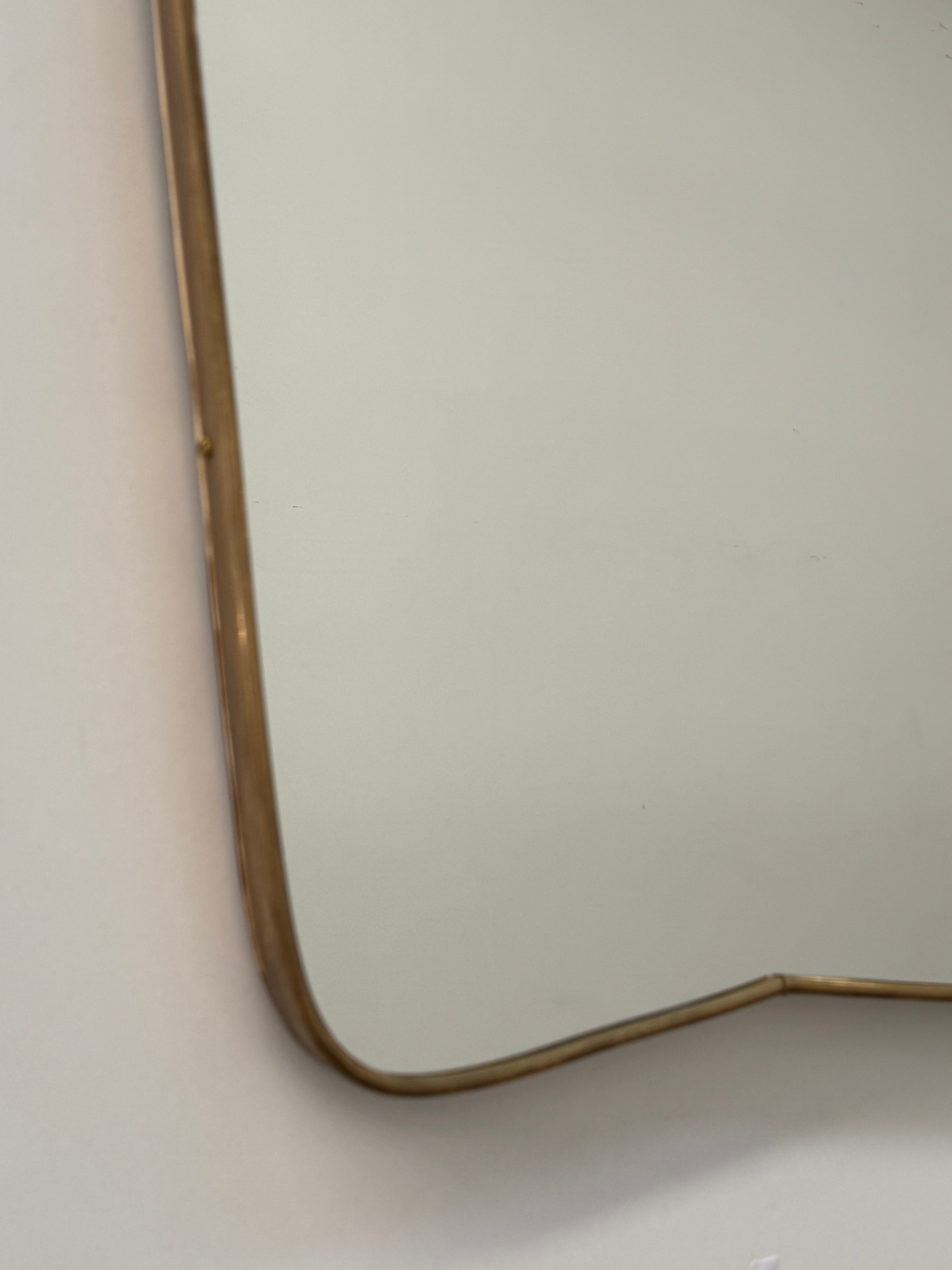 Vintage Italian Brass Shield Mirror