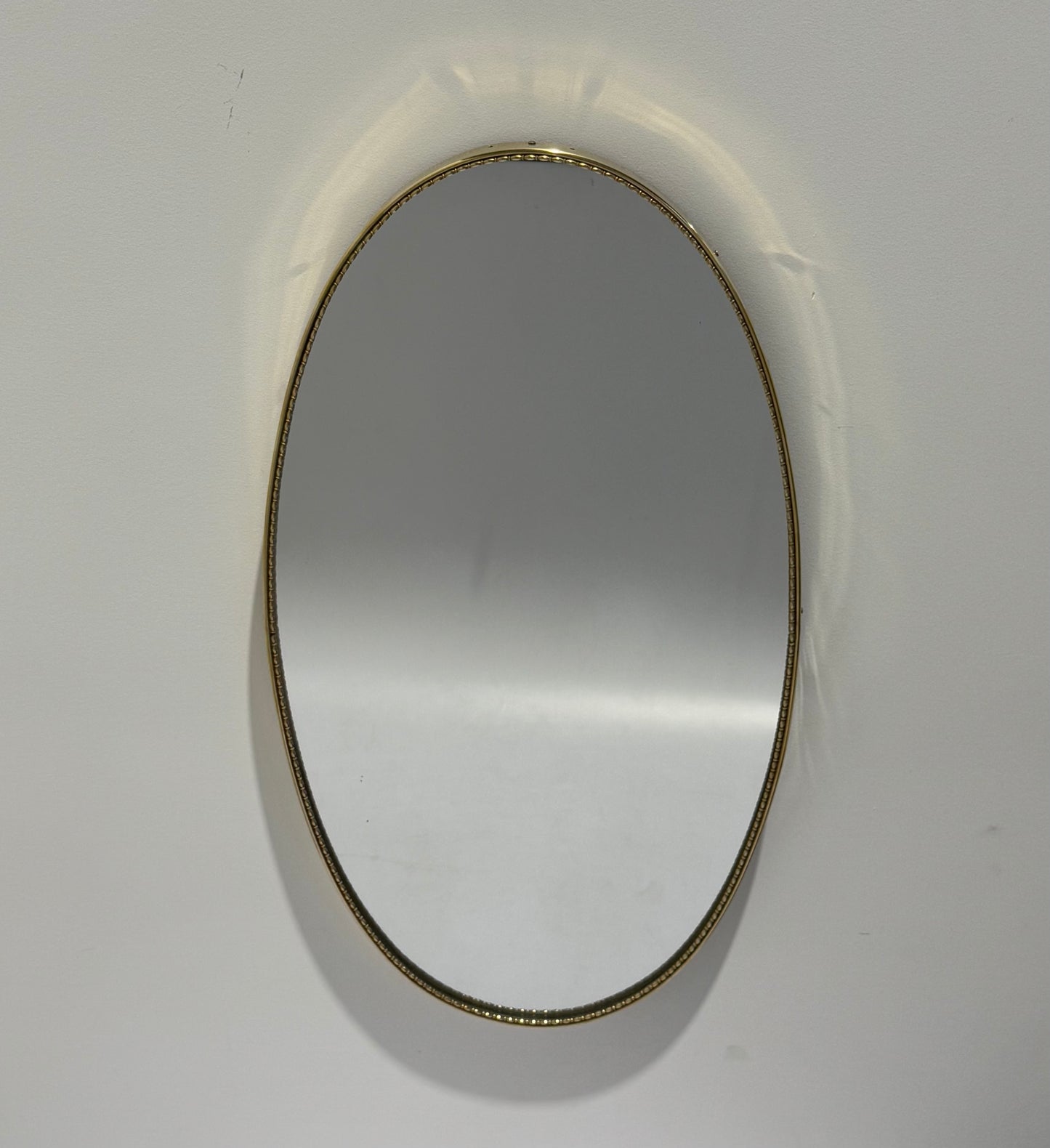 Vintage Italian Oval Brass Mirror with Beading