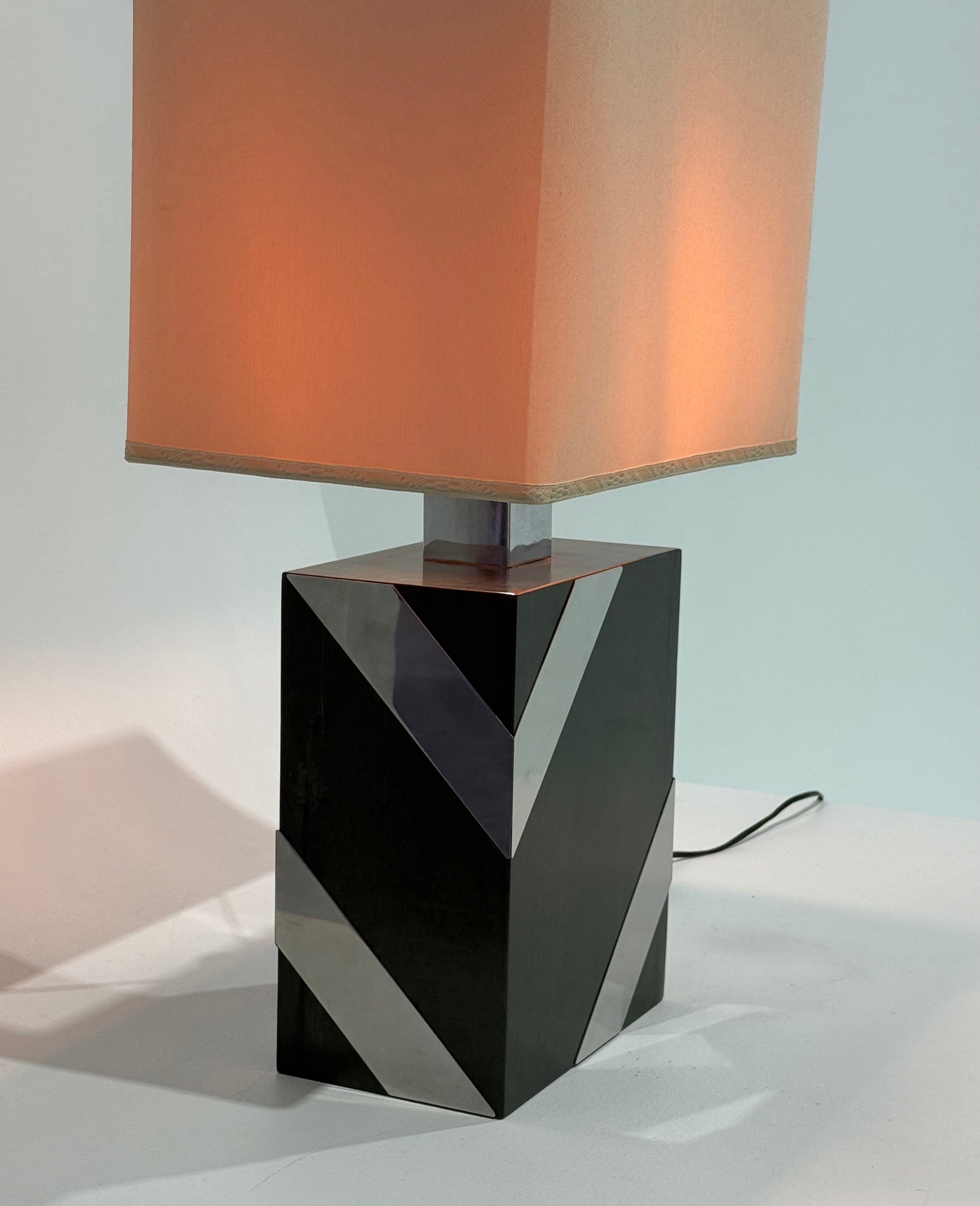 1970’s Briar Wood and Mirrored Chrome Lamp - Two Available