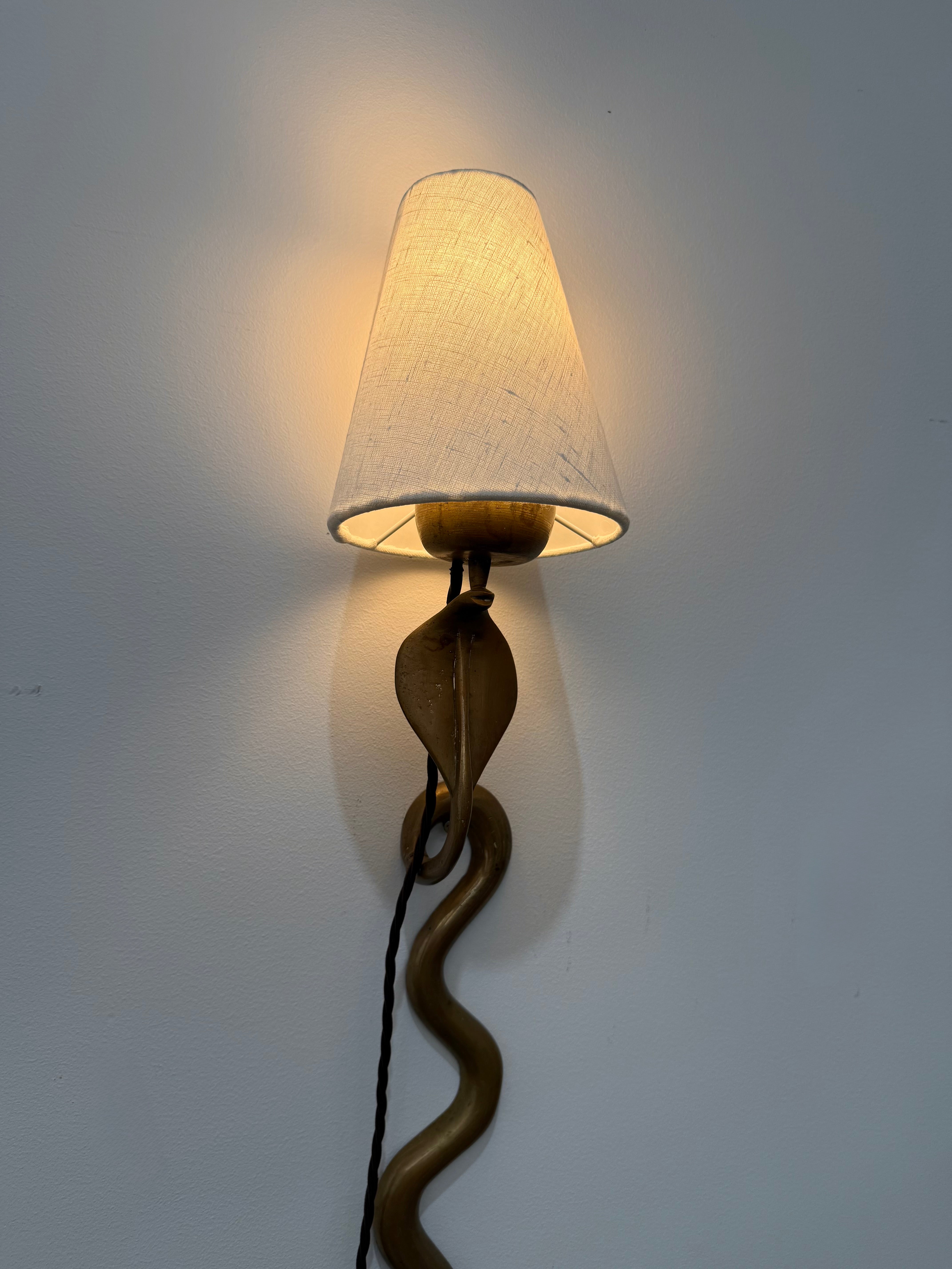 1960’s French Brass Cobra Candle Wall Light - Two Available