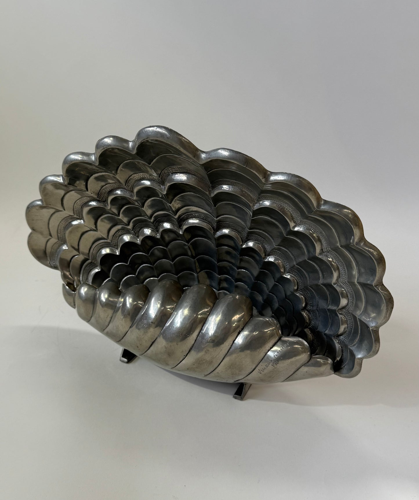 French Pewter Shell Lamp by Vincent Garnier