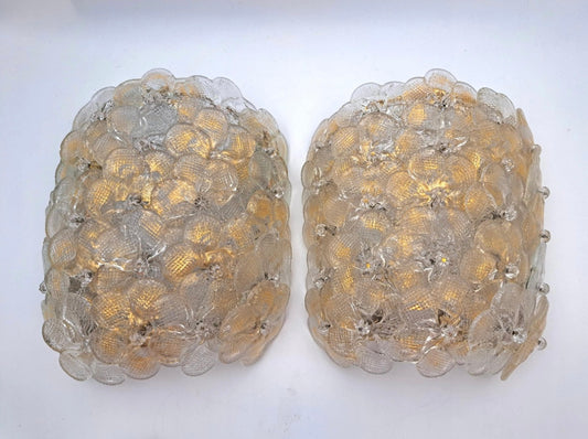 Pair of Murano Flower Wall Lights by Seguso