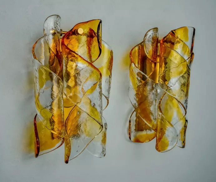 Pair of 1970’s Murano Wall Lights by Mazzega