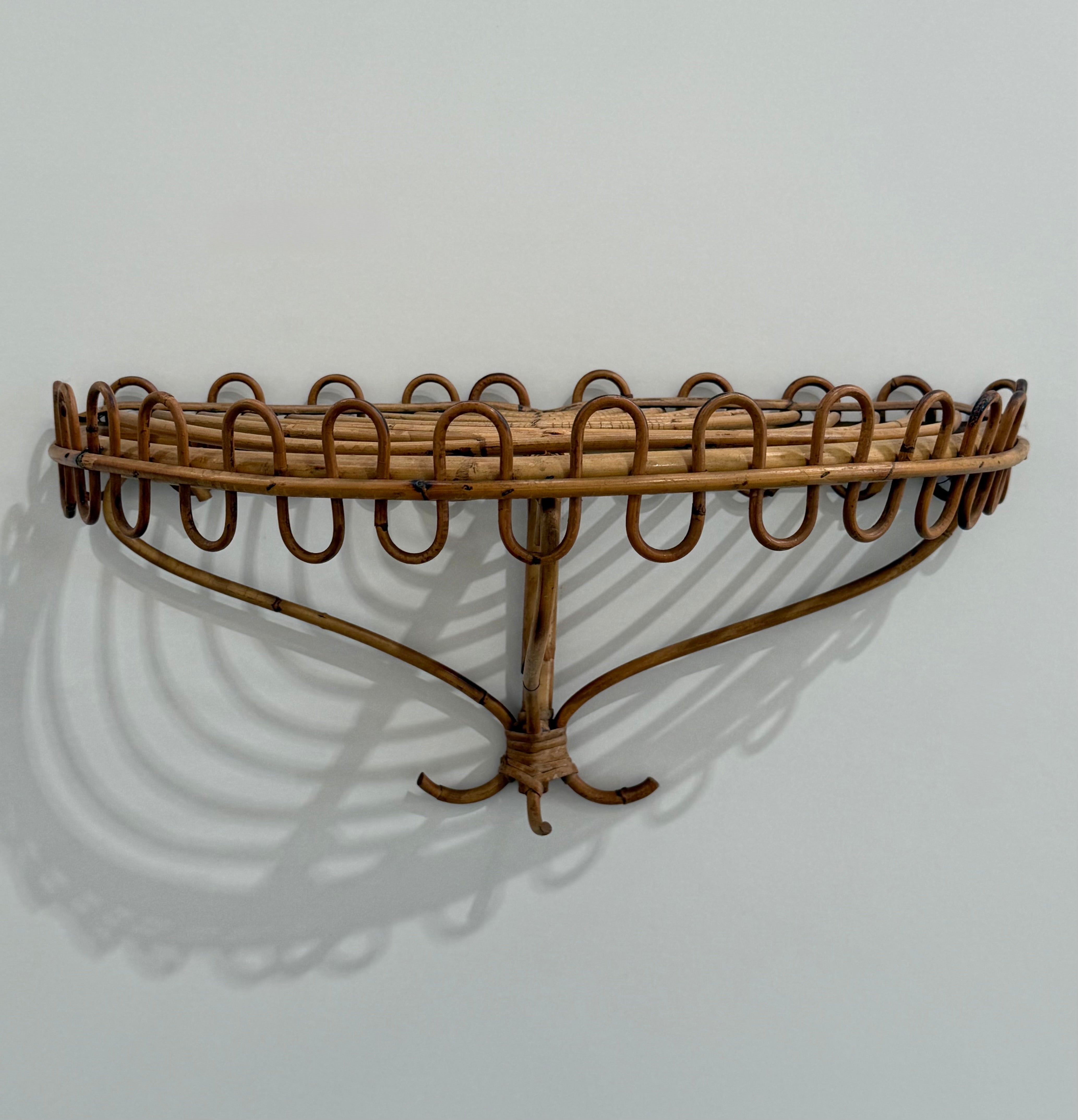 1960’s Italian Bamboo Wall Shelf