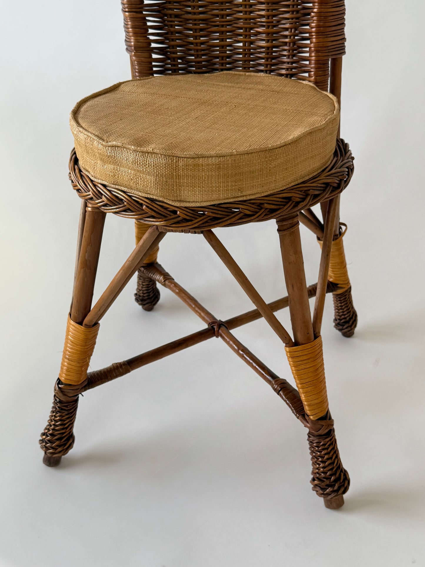 French Bamboo High Back Chair - Two Available