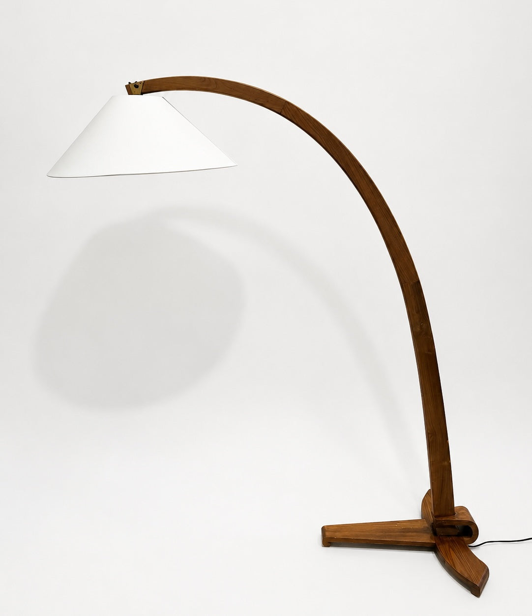 Vintage Italian Walnut Arc Floor Lamp