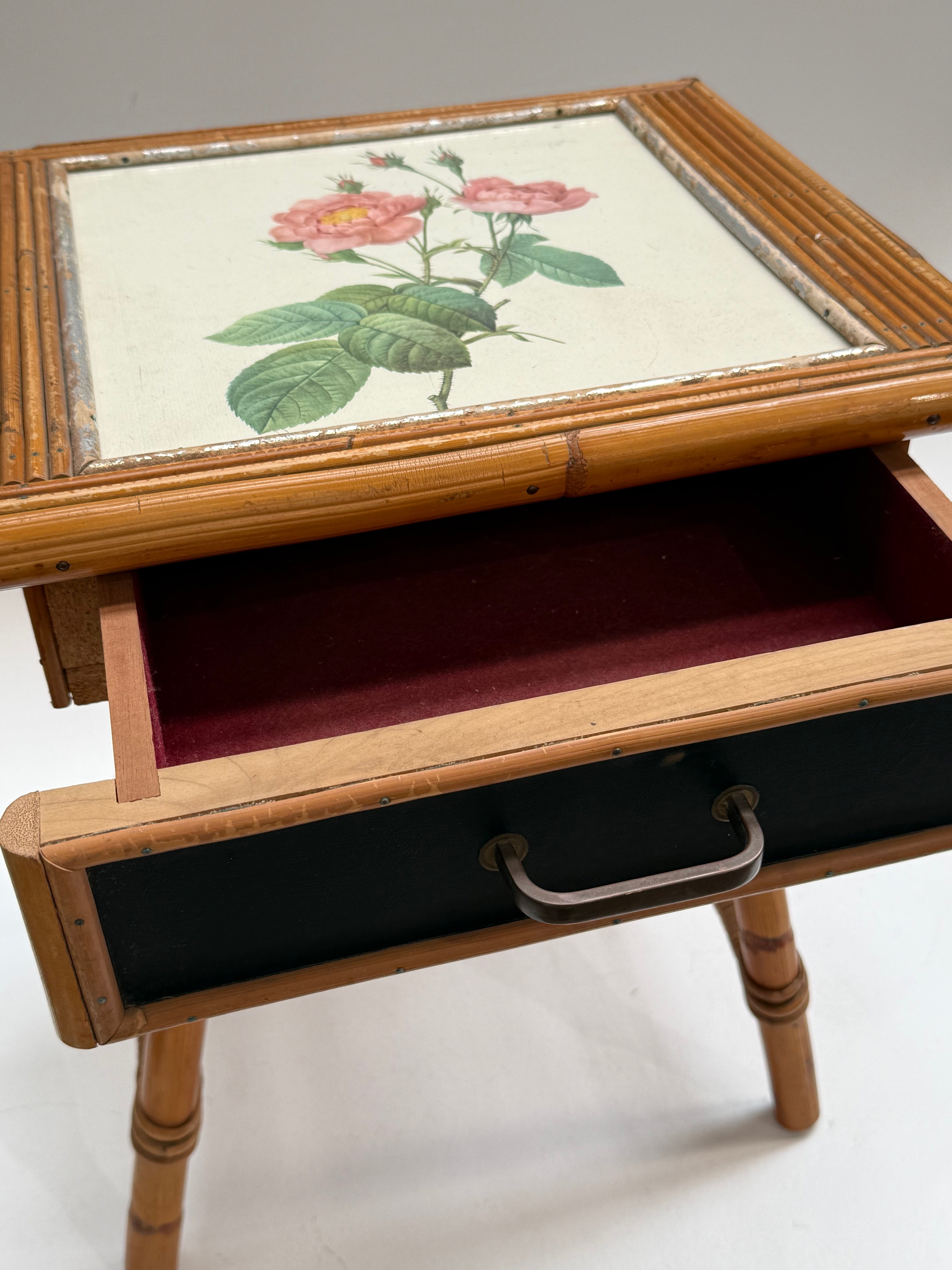 French Bamboo Bedside Table by Audoux Minet