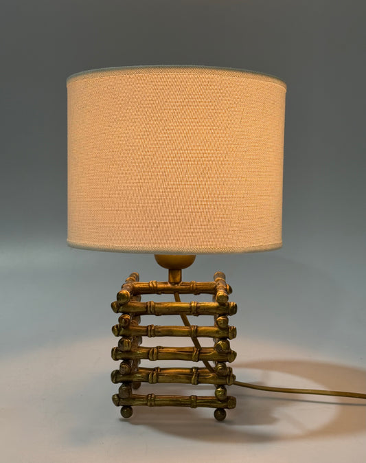 Vintage Brass Faux Bamboo Lamp - Two Available