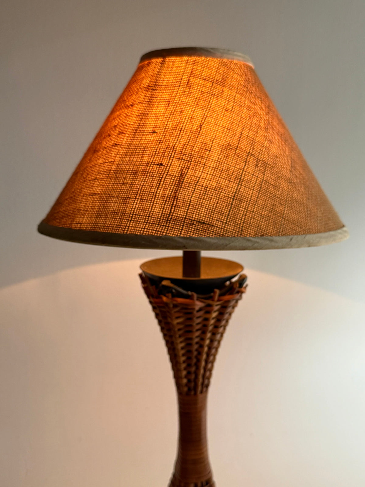Large Vintage Wicker Lamp