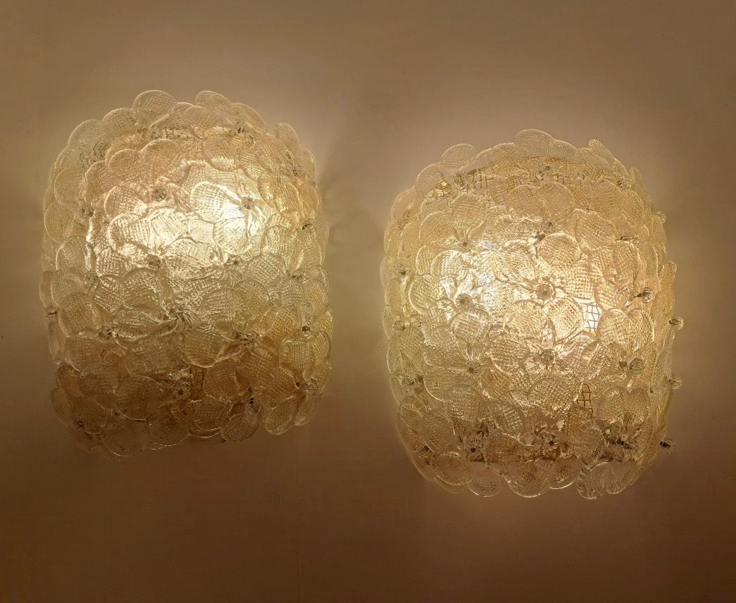 Pair of Murano Flower Wall Lights by Seguso