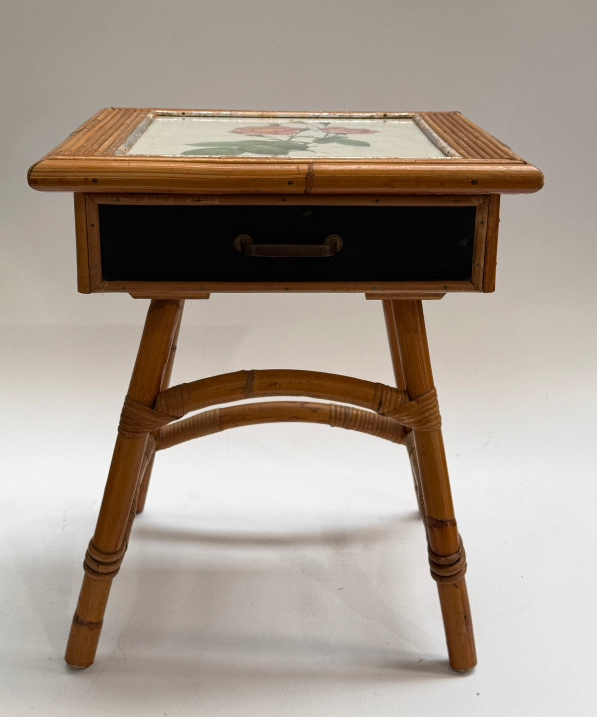 French Bamboo Bedside Table by Audoux Minet