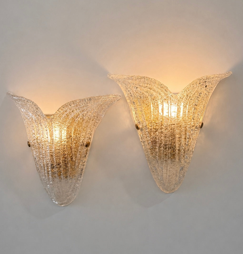 Pair of Vintage Murano Scalloped Wall Lights