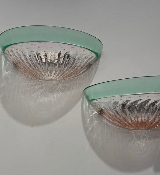 Pair of Demi Lune Murano Wall Lights