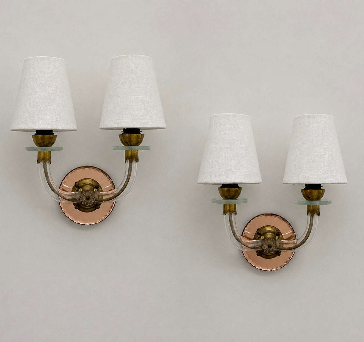 Pair of French Glass Mirrored Wall Lights