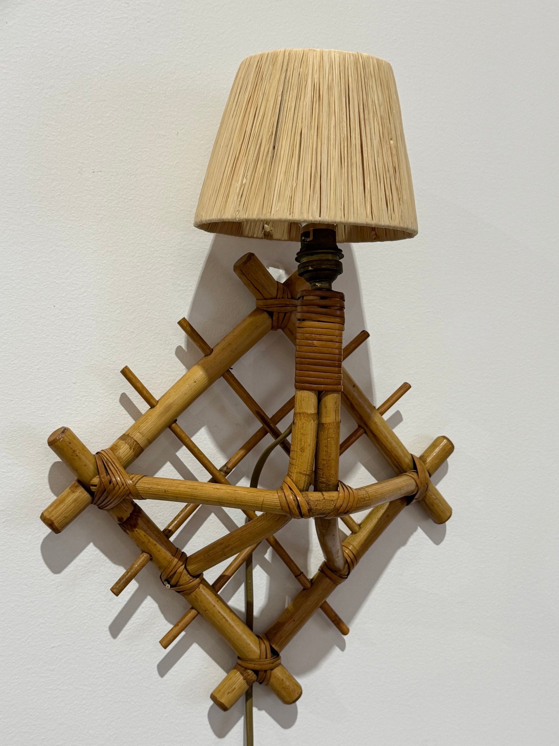 1970’s French Bamboo Wall Light by Louis Sognot